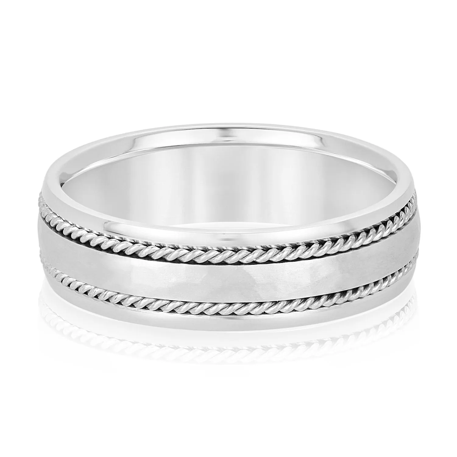 Men's Double Wide Rope Design Plain Wedding Band
