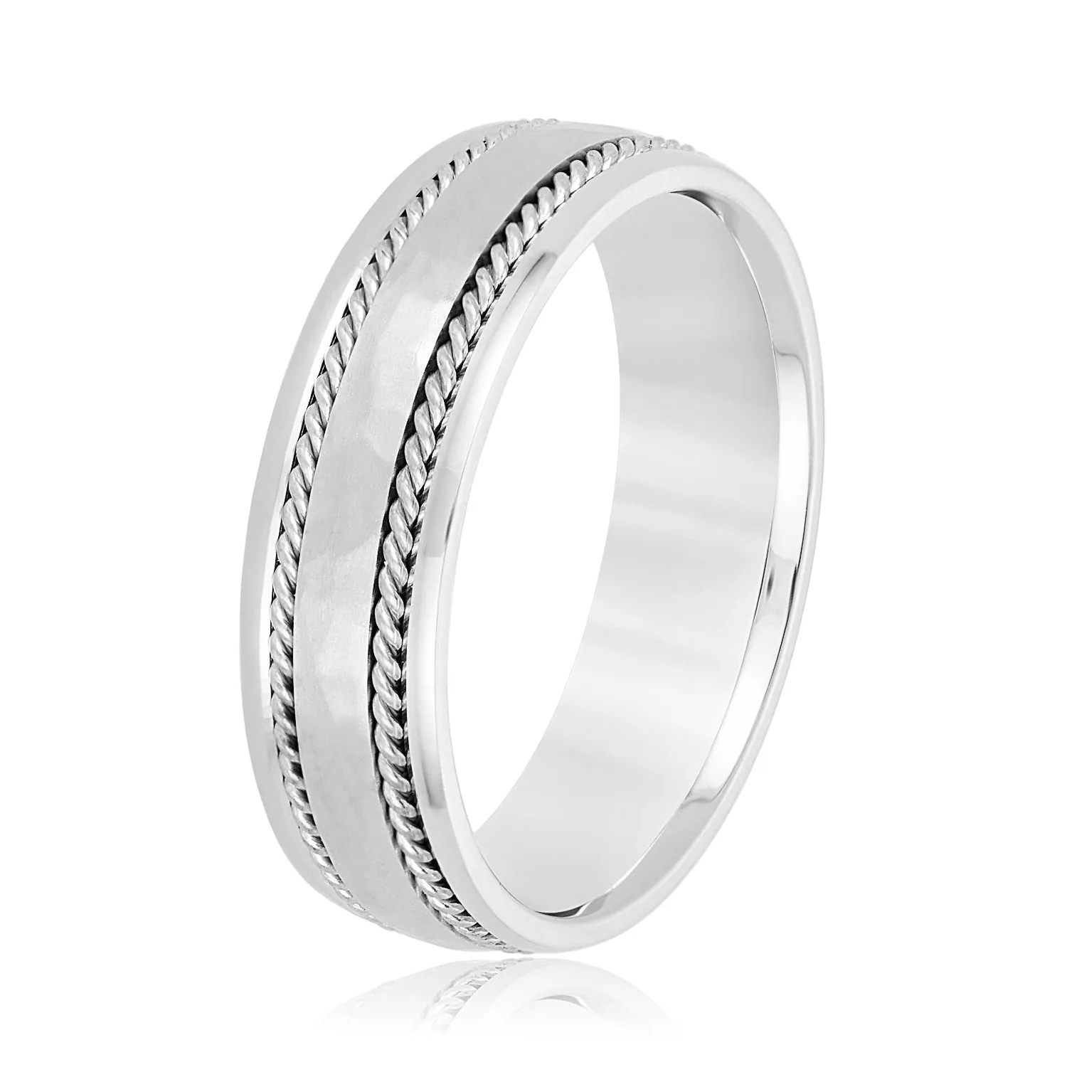 Men's Double Wide Rope Design Plain Wedding Band