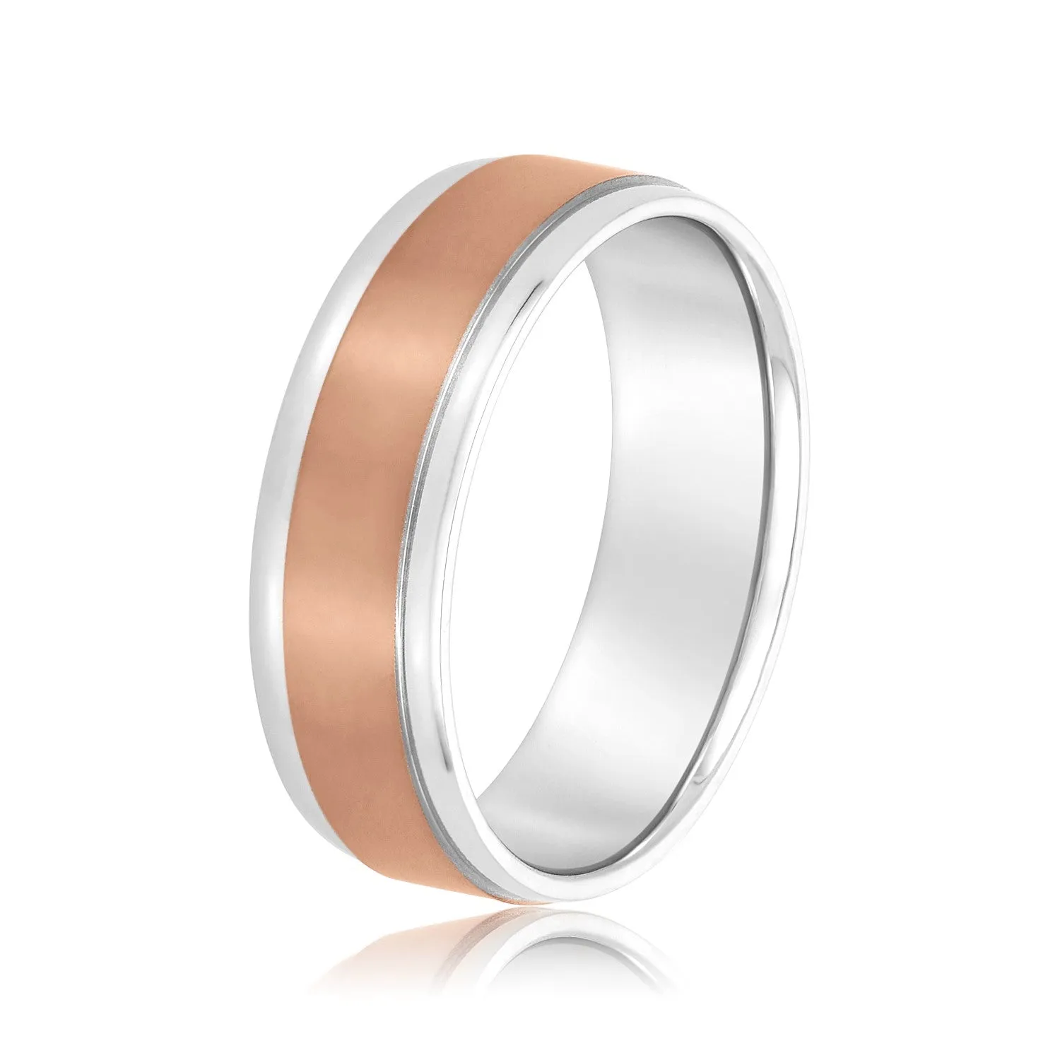 Men's Flat Wedding Band with Step Edge