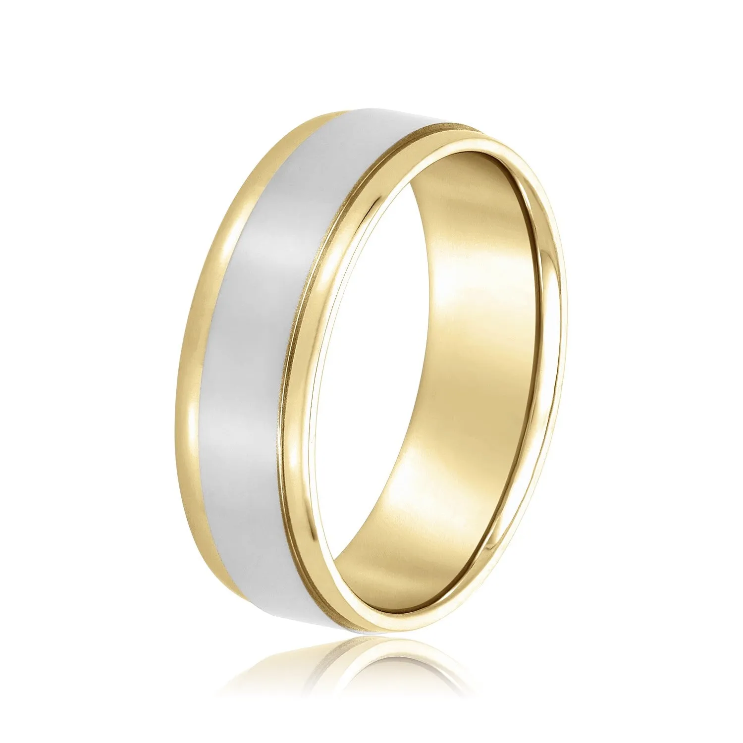 Men's Flat Wedding Band with Step Edge