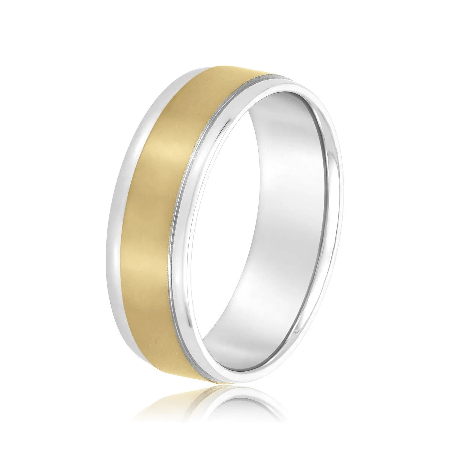 Men's Flat Wedding Band with Step Edge
