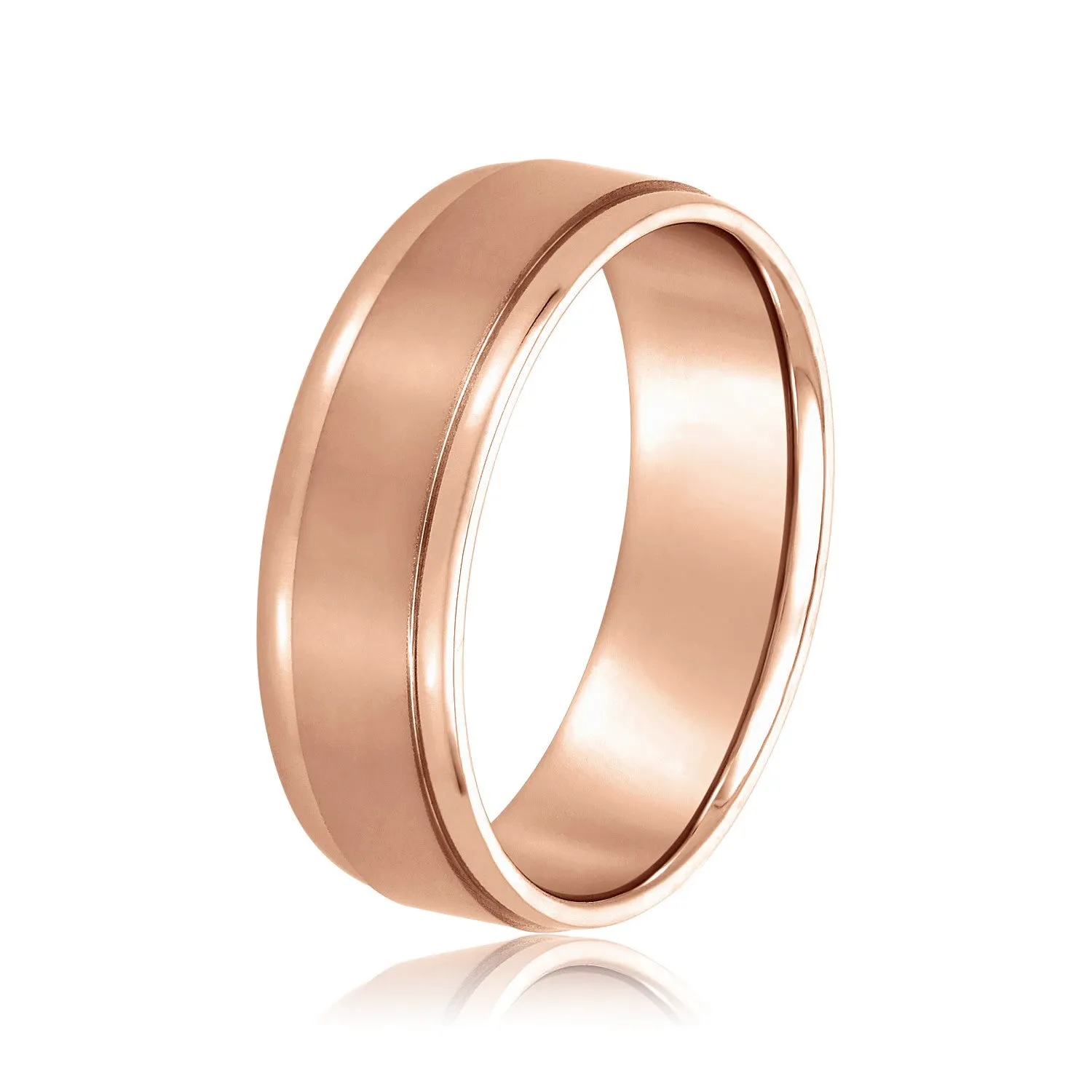 Men's Flat Wedding Band with Step Edge