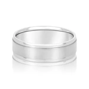 Men's Flat Wedding Band with Step Edge