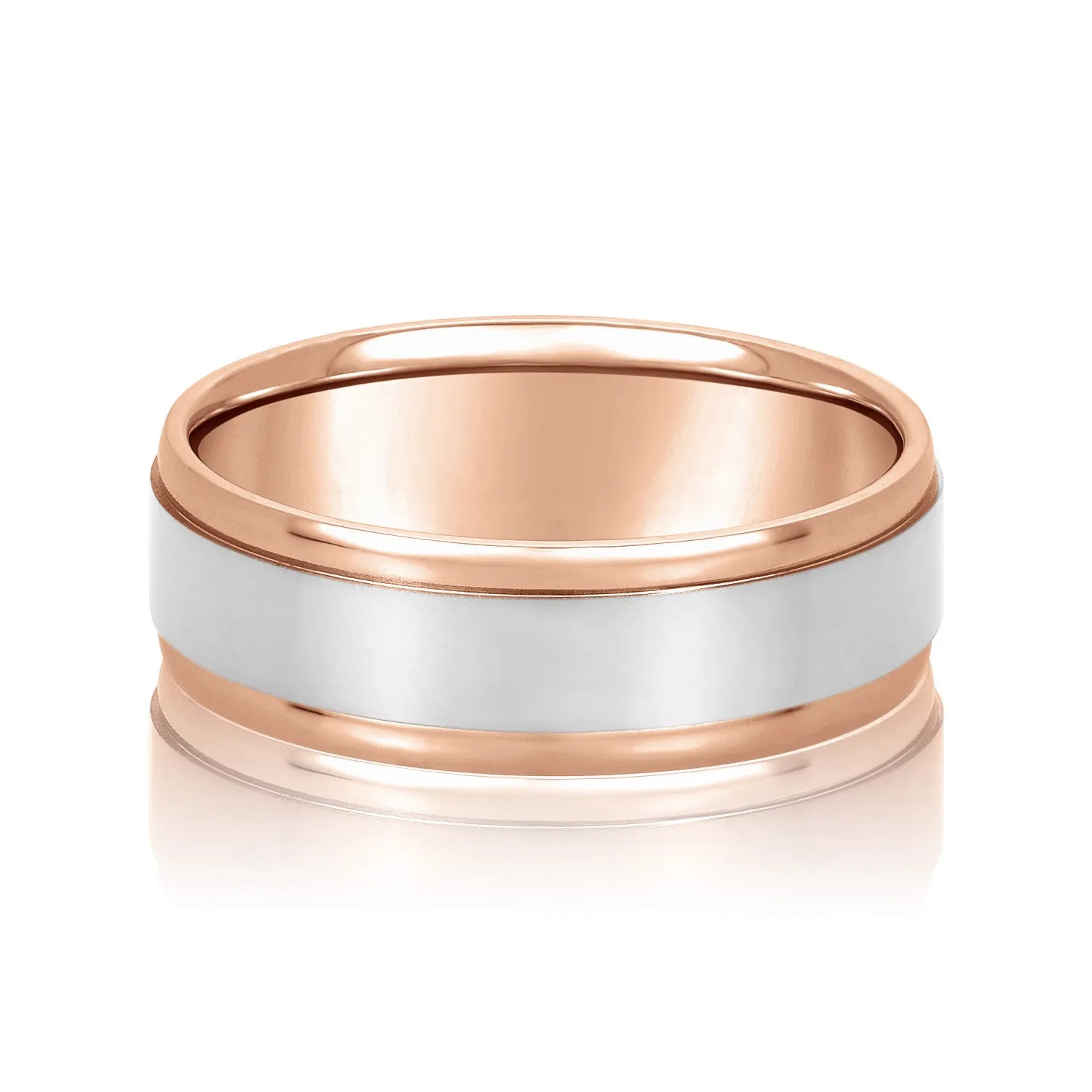 Men's Flat Wedding Band with Step Edge