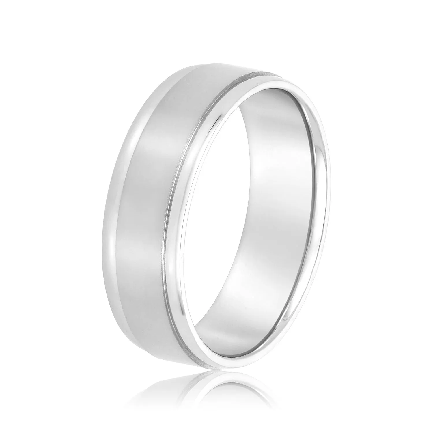 Men's Flat Wedding Band with Step Edge