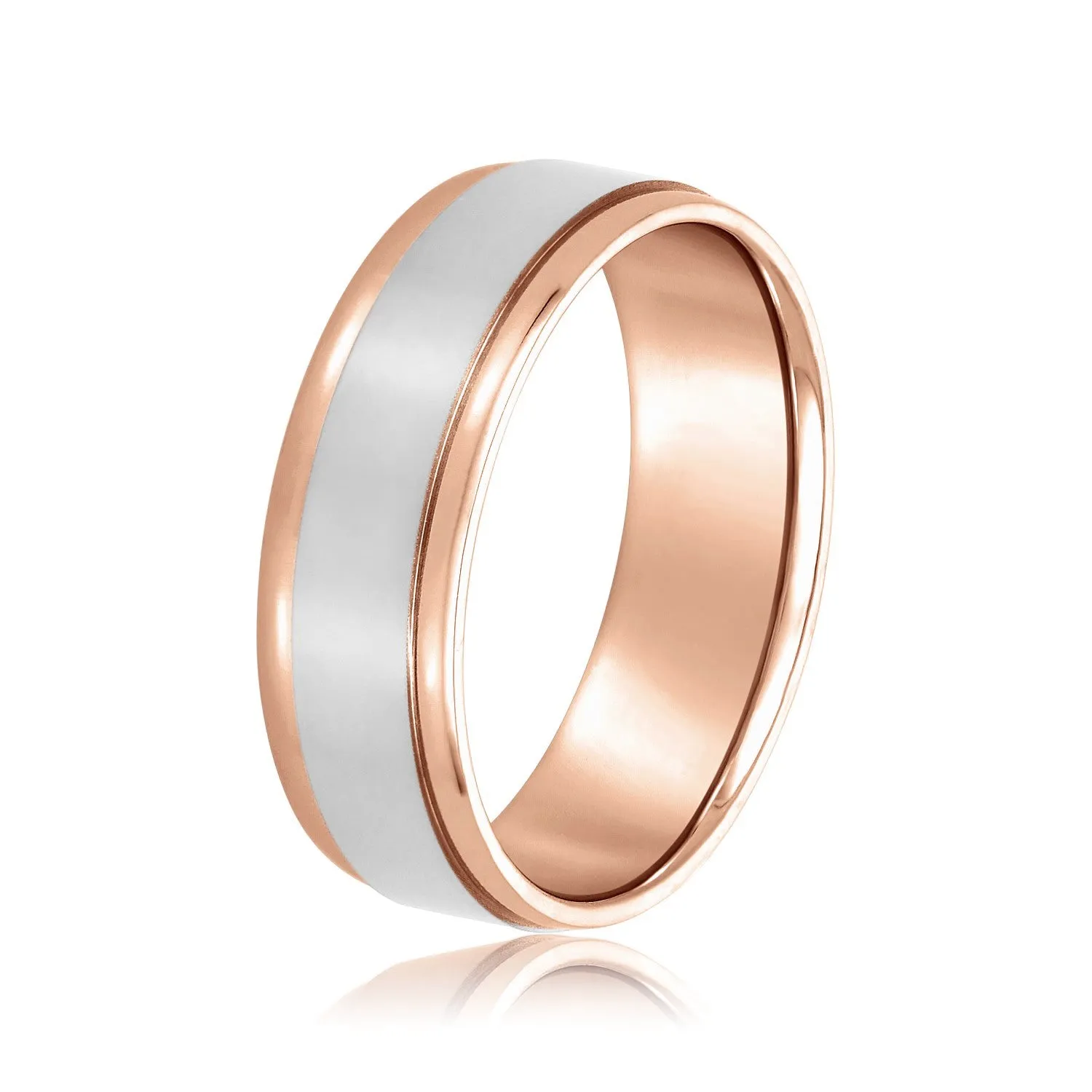 Men's Flat Wedding Band with Step Edge