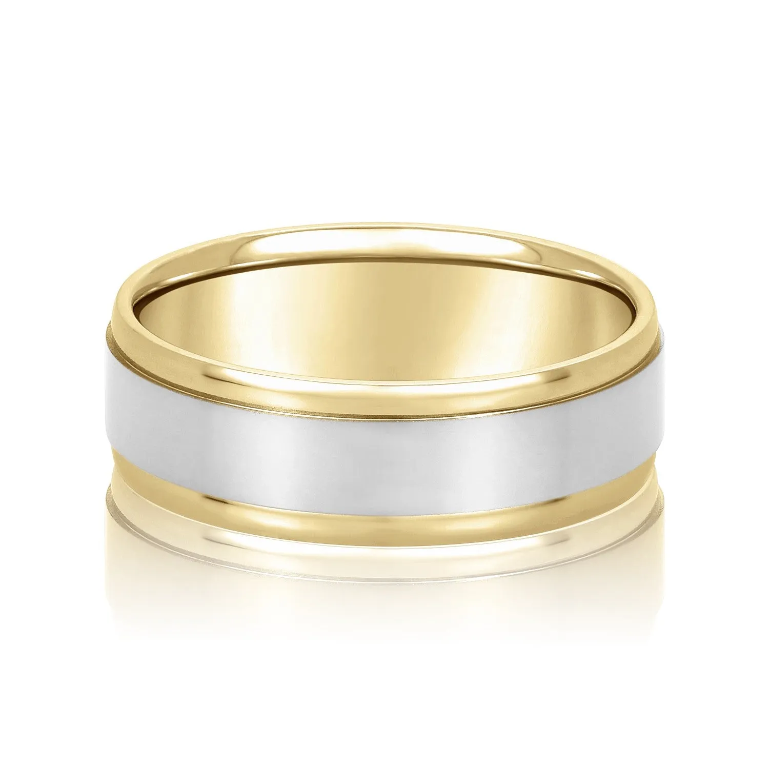 Men's Flat Wedding Band with Step Edge