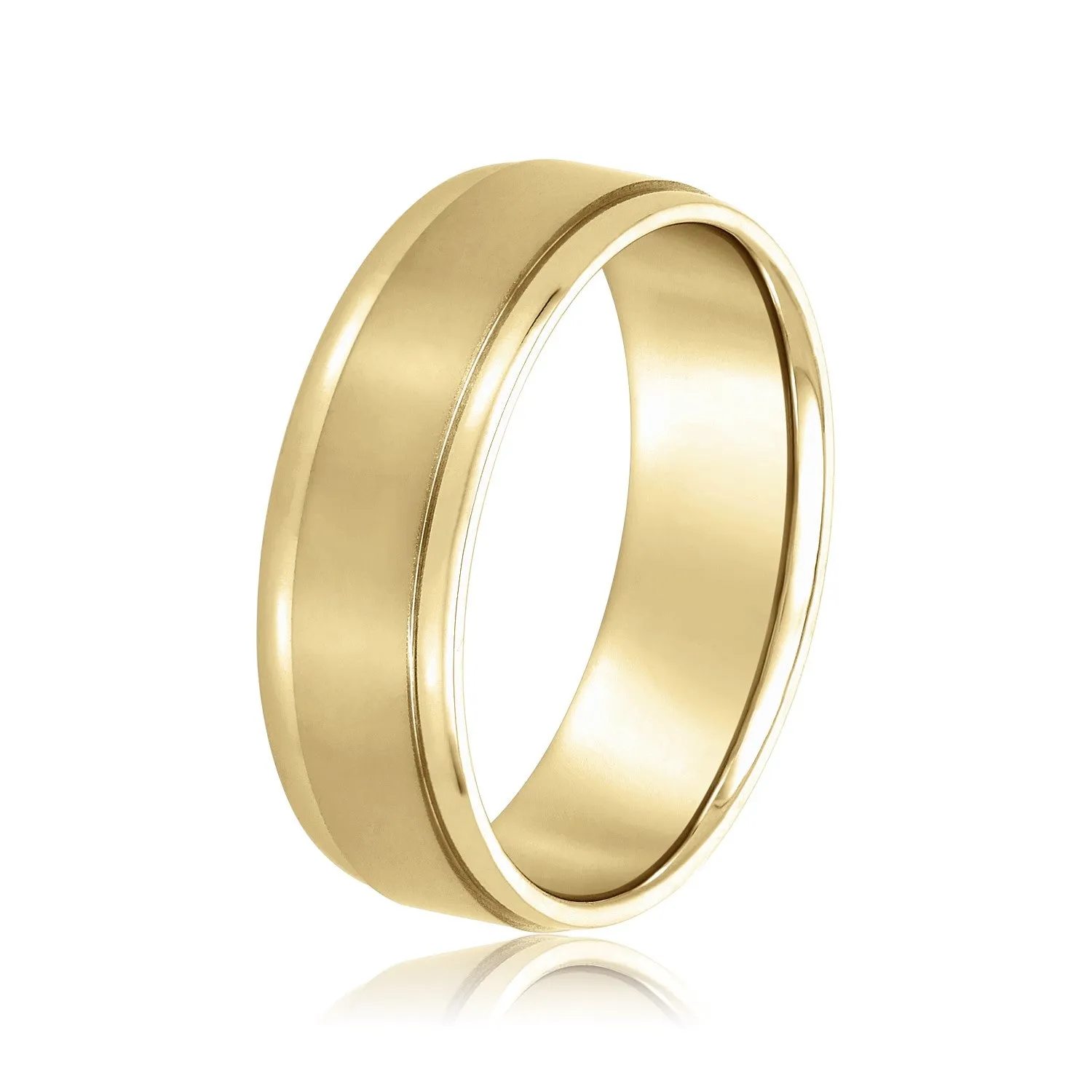 Men's Flat Wedding Band with Step Edge