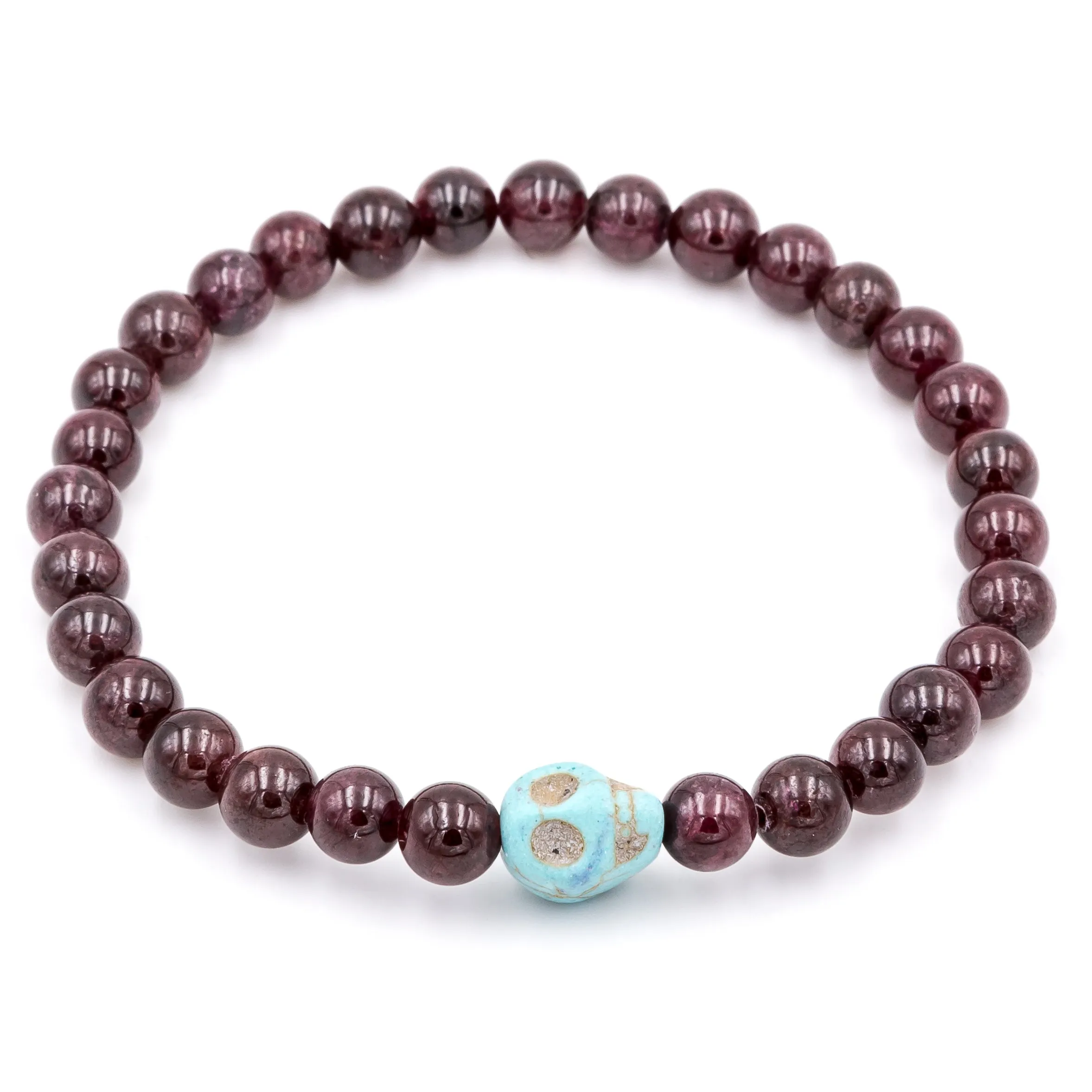 Men's Garnet Skull Bracelet