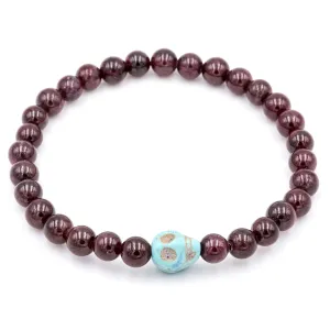 Men's Garnet Skull Bracelet