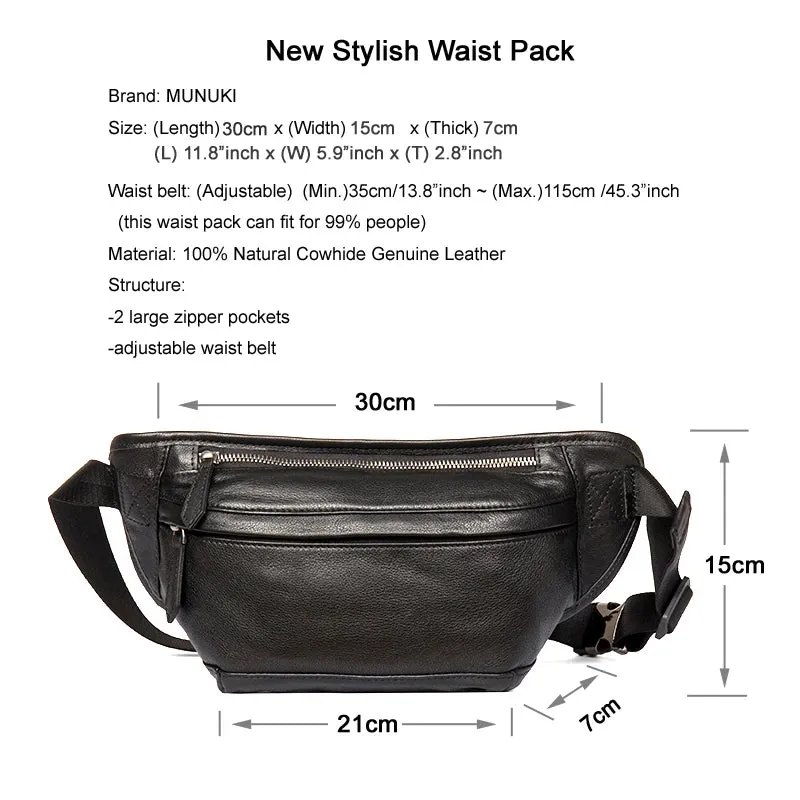 Men's Genuine Leather Waist Bag Chest Pack