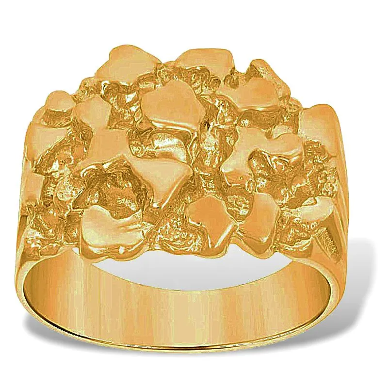 Men's Gold Nugget Ring, Big Look at a Low Price, 10k Gold