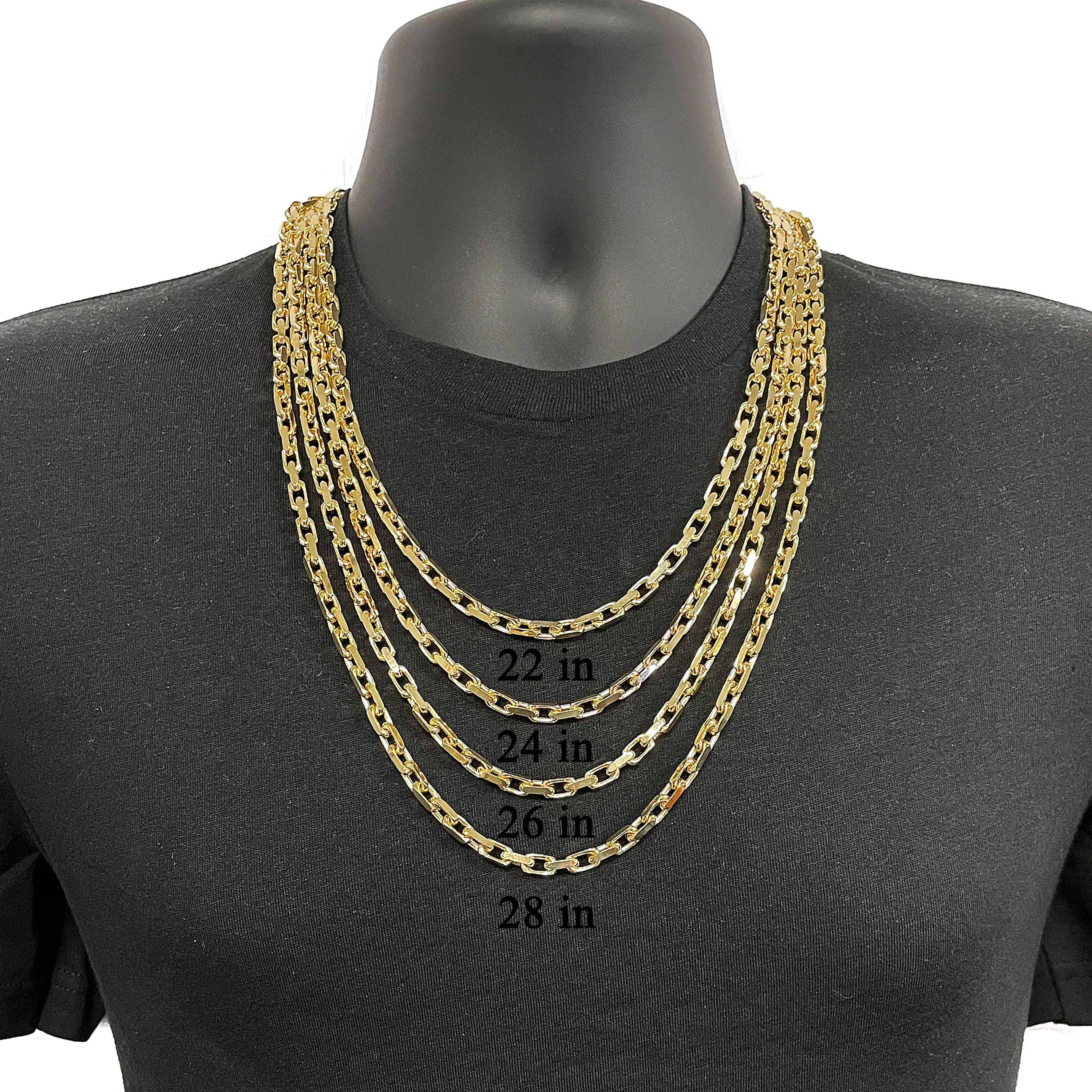 Men's Italian 14k Yellow Gold Solid Heavy Link Chain Necklace 2.2mm - 5.9mm 18" - 28"