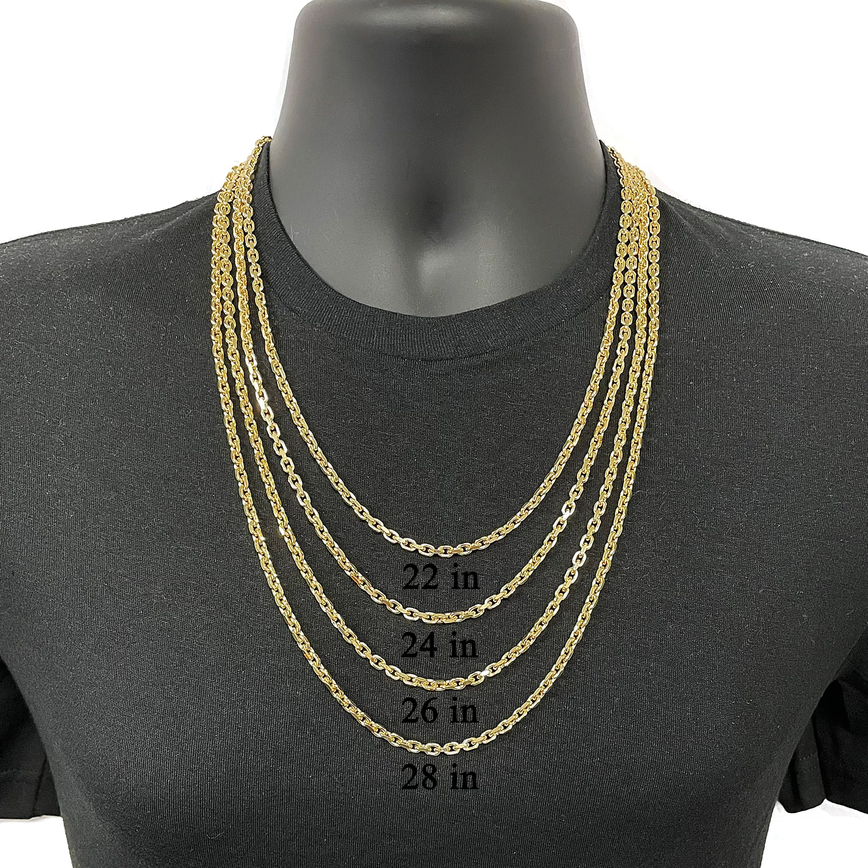 Men's Italian 14k Yellow Gold Solid Heavy Link Chain Necklace 2.2mm - 5.9mm 18" - 28"