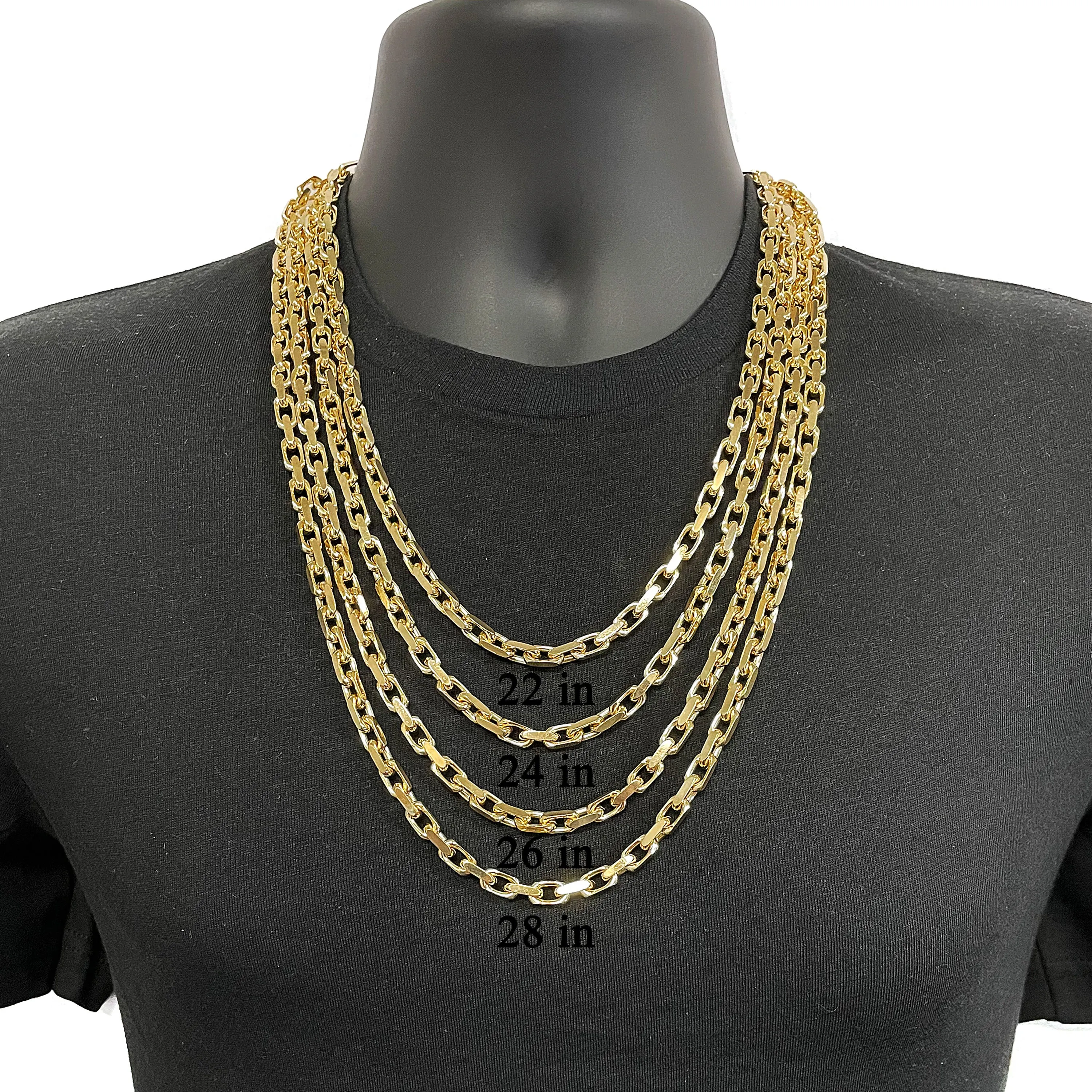 Men's Italian 14k Yellow Gold Solid Heavy Link Chain Necklace 2.2mm - 5.9mm 18" - 28"