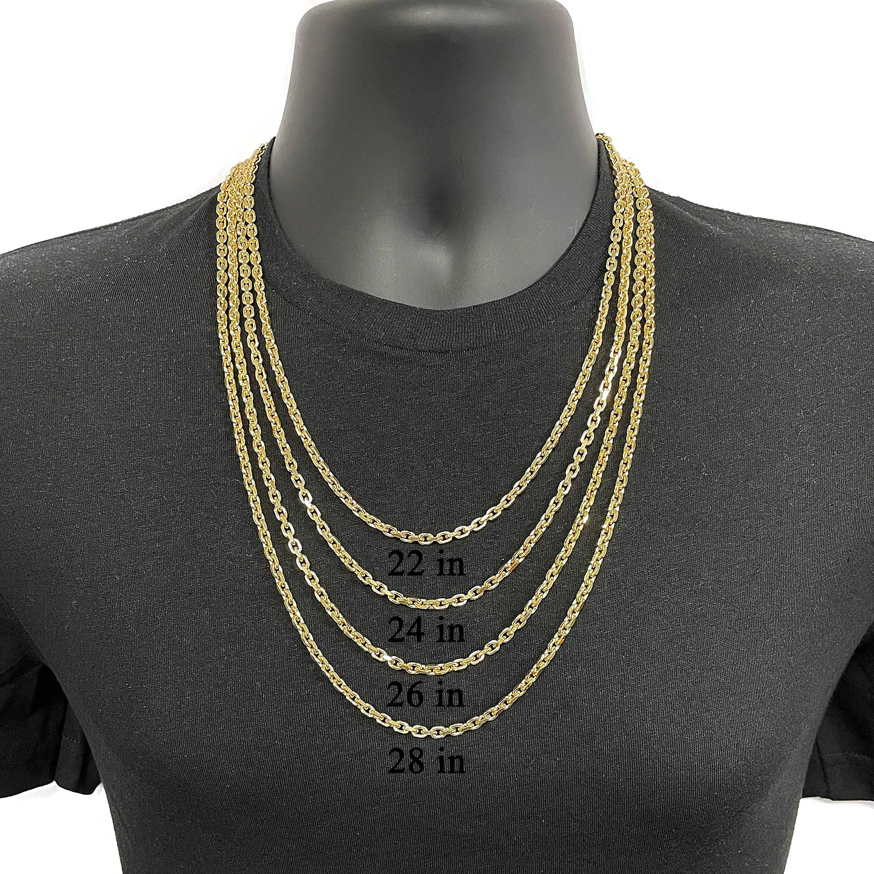 Men's Italian 14k Yellow Gold Solid Heavy Link Chain Necklace 2.2mm - 5.9mm 18" - 28"
