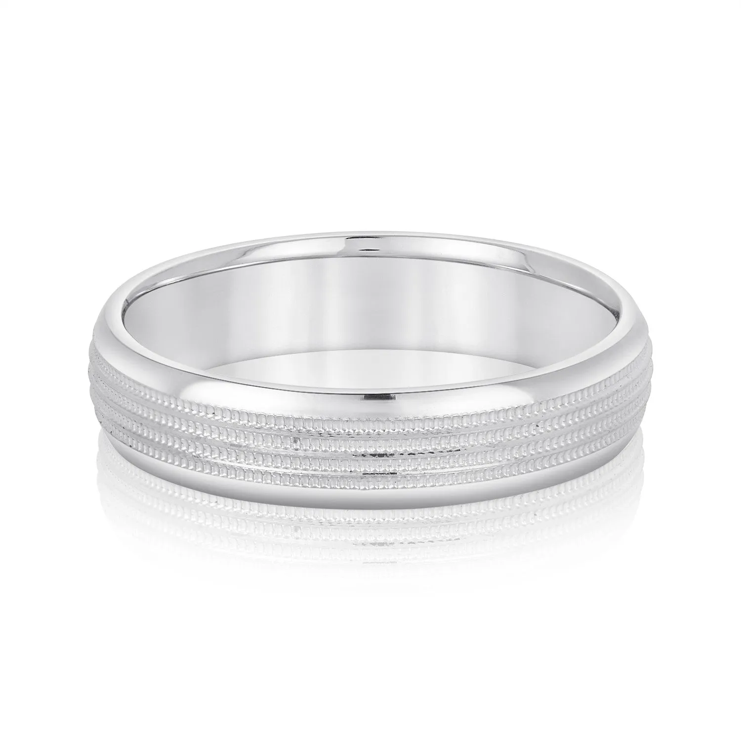 Men's Multi Milgrain Rows Inlay Wedding Band