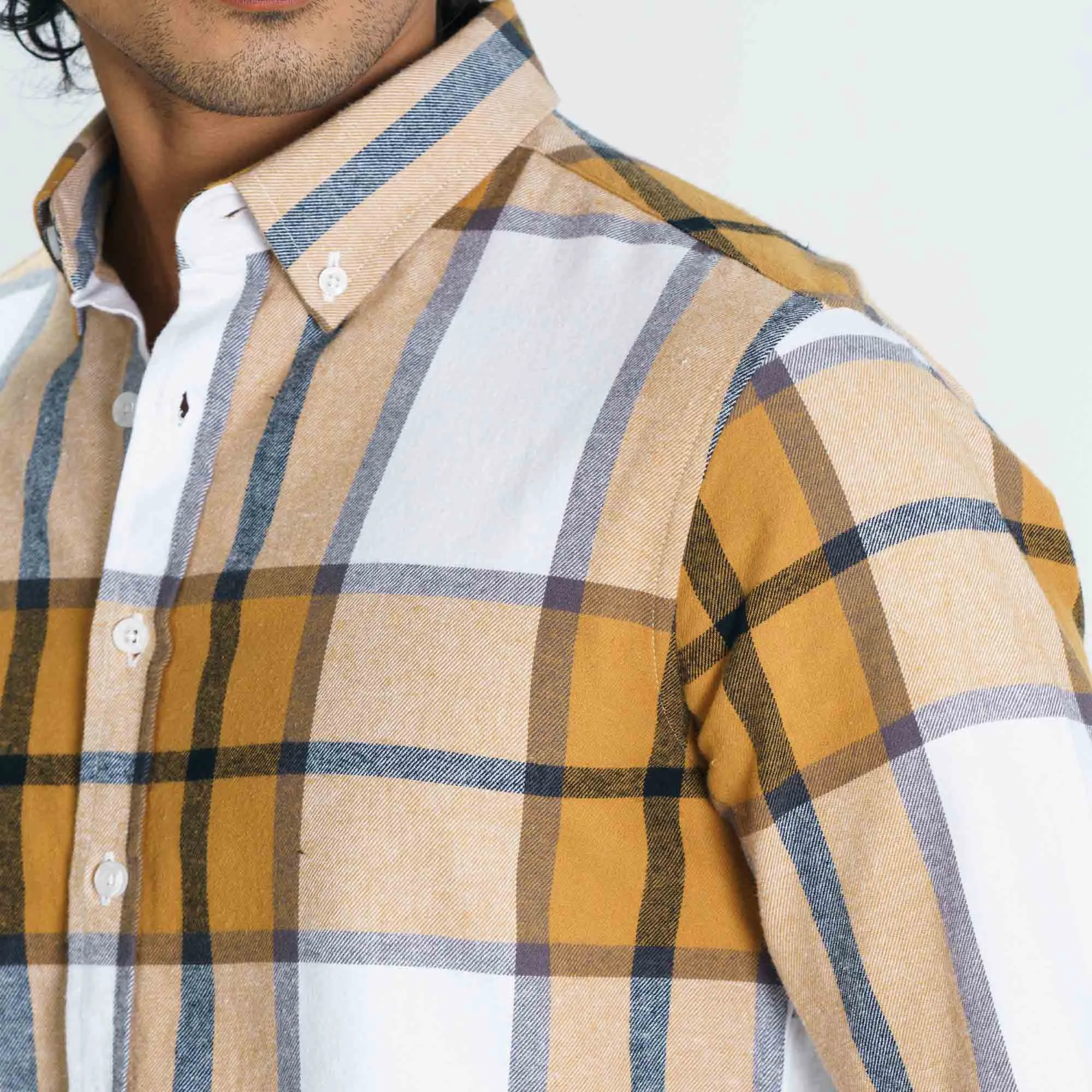 Mens Mustard Check Shirt