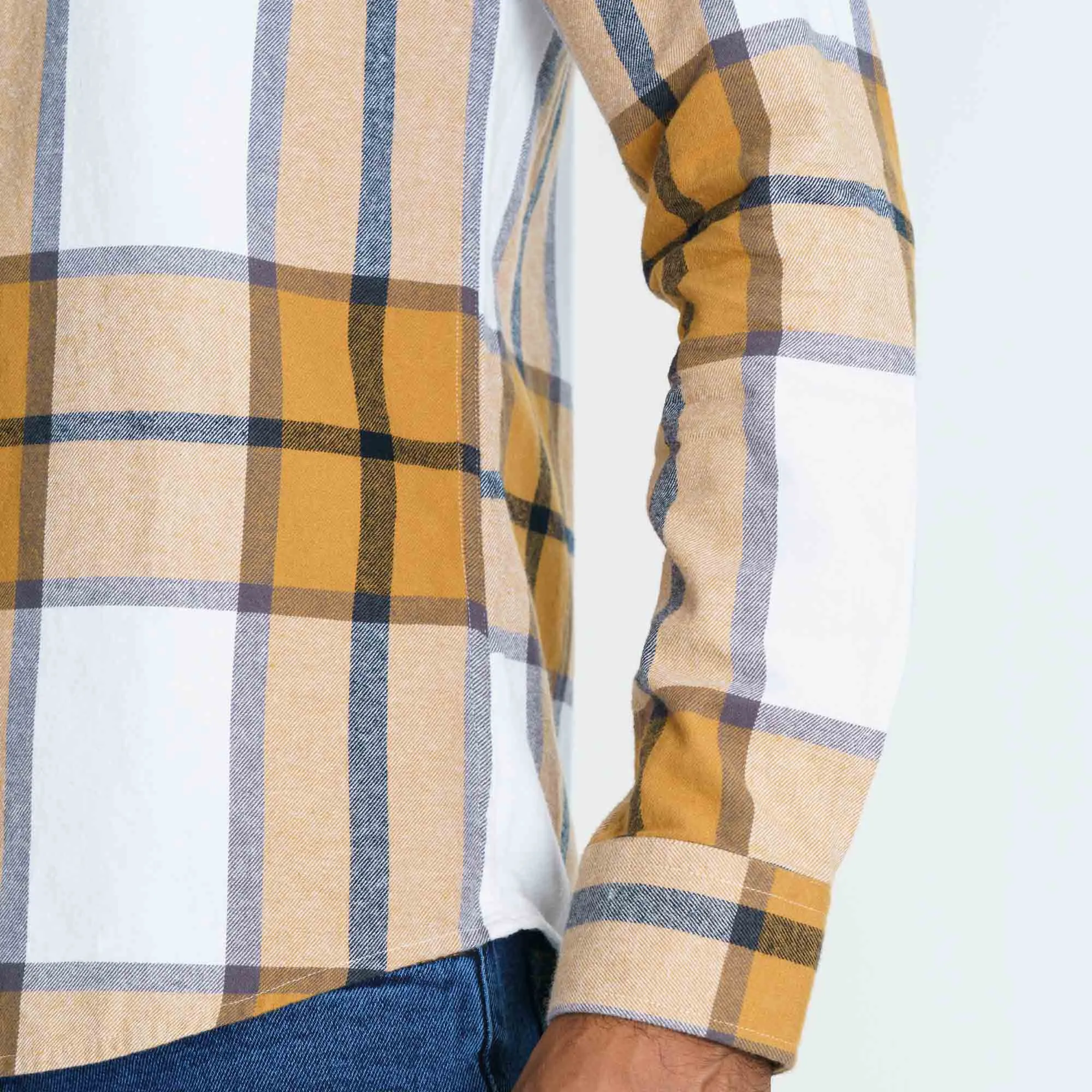Mens Mustard Check Shirt