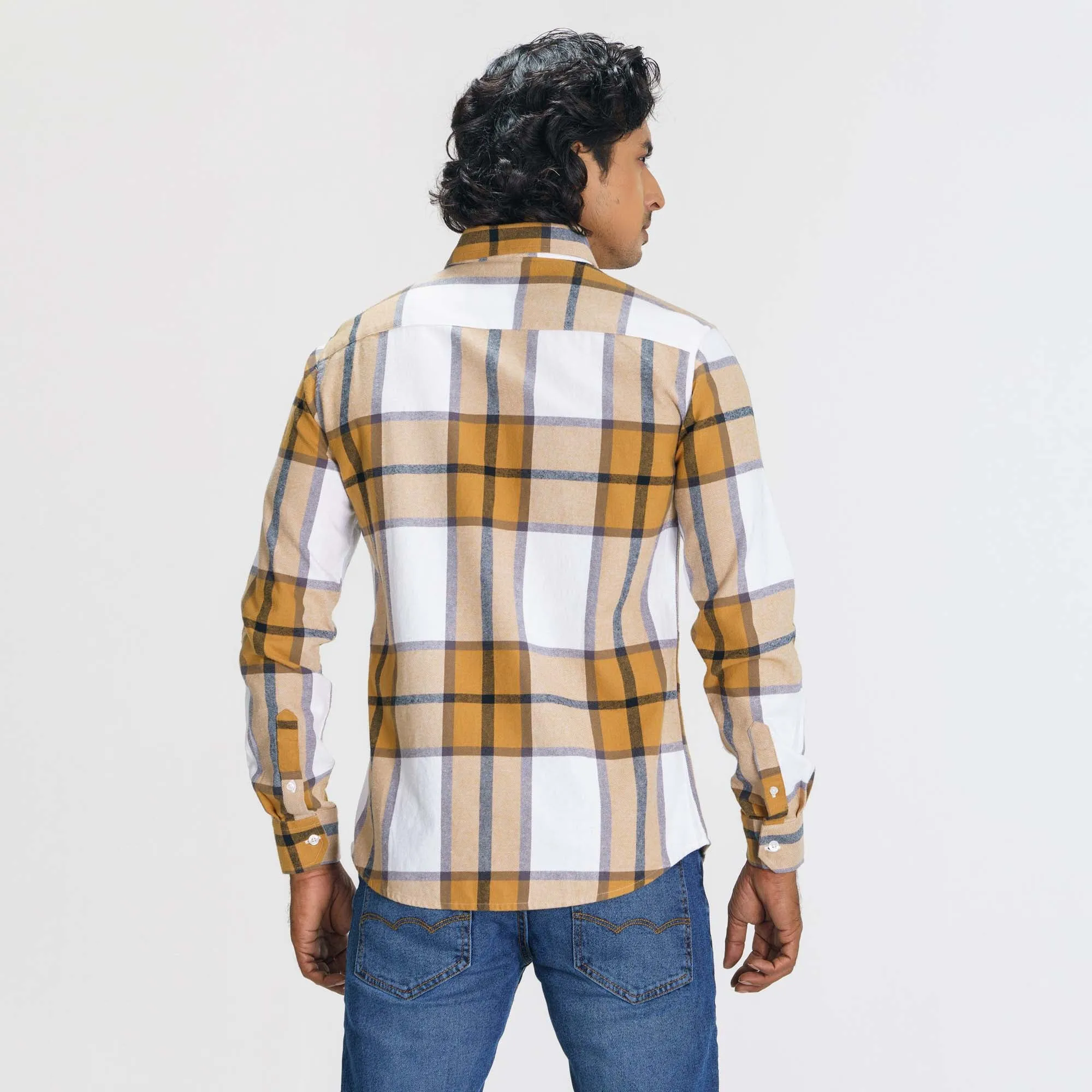 Mens Mustard Check Shirt
