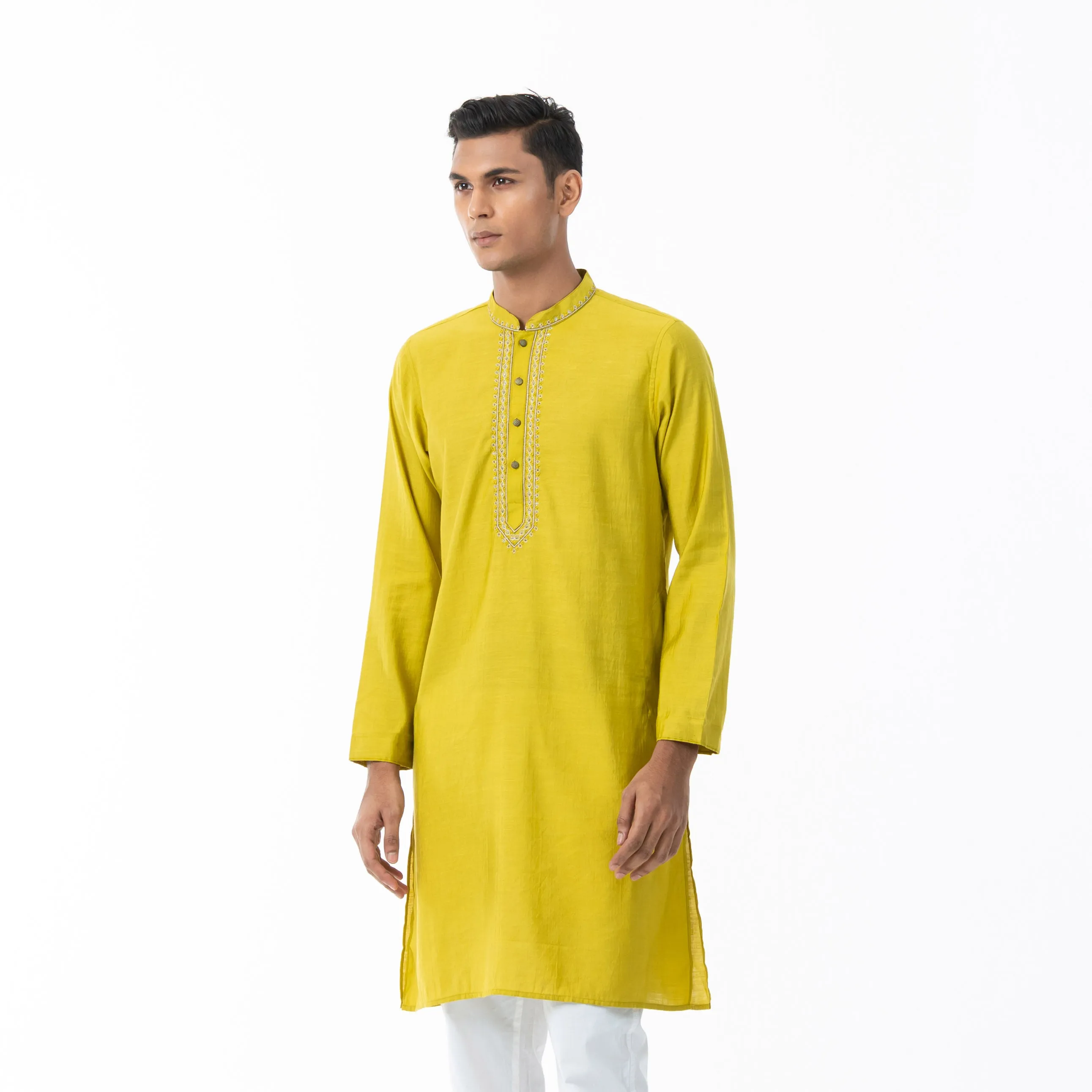 Mens Mustard Karchupi Panjabi