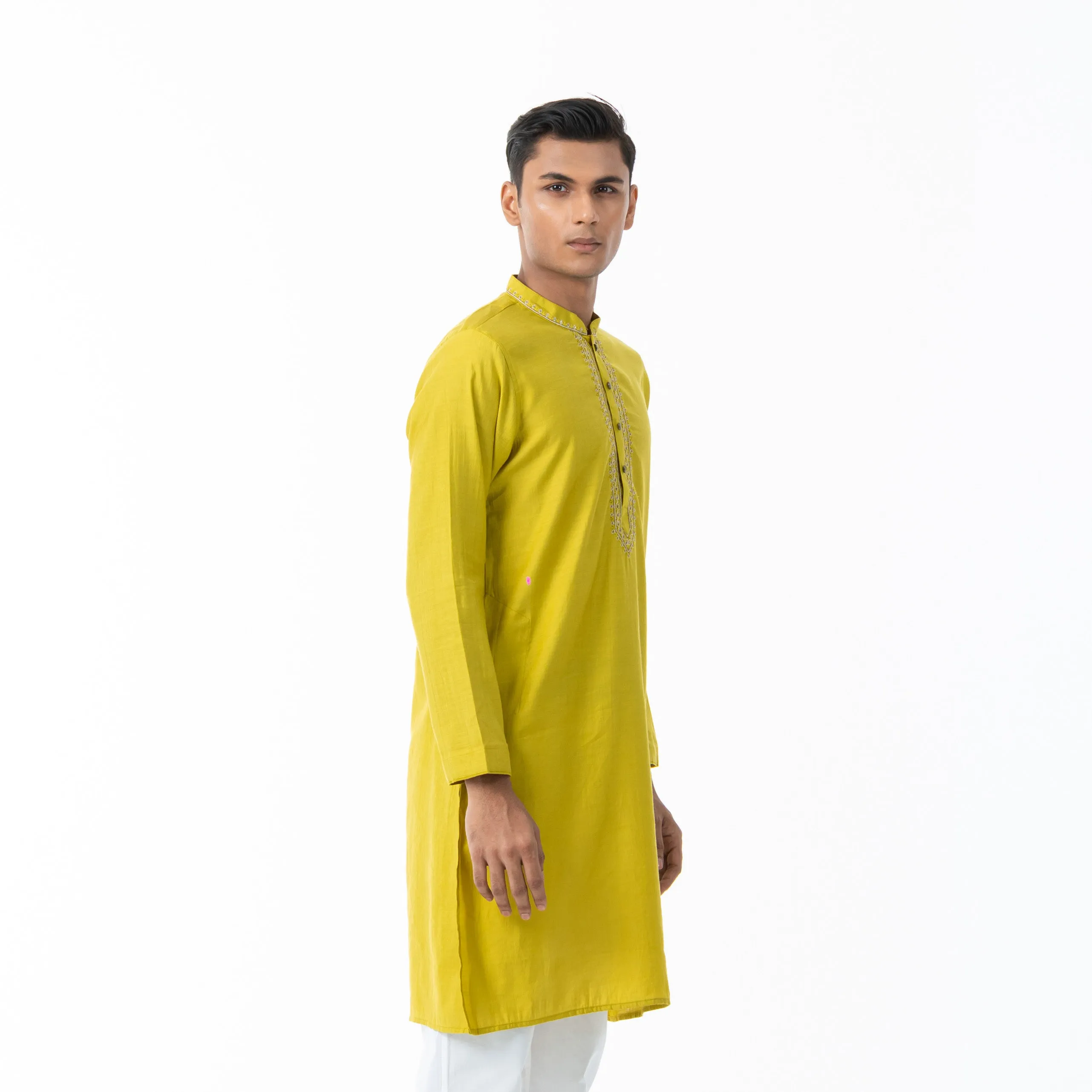 Mens Mustard Karchupi Panjabi