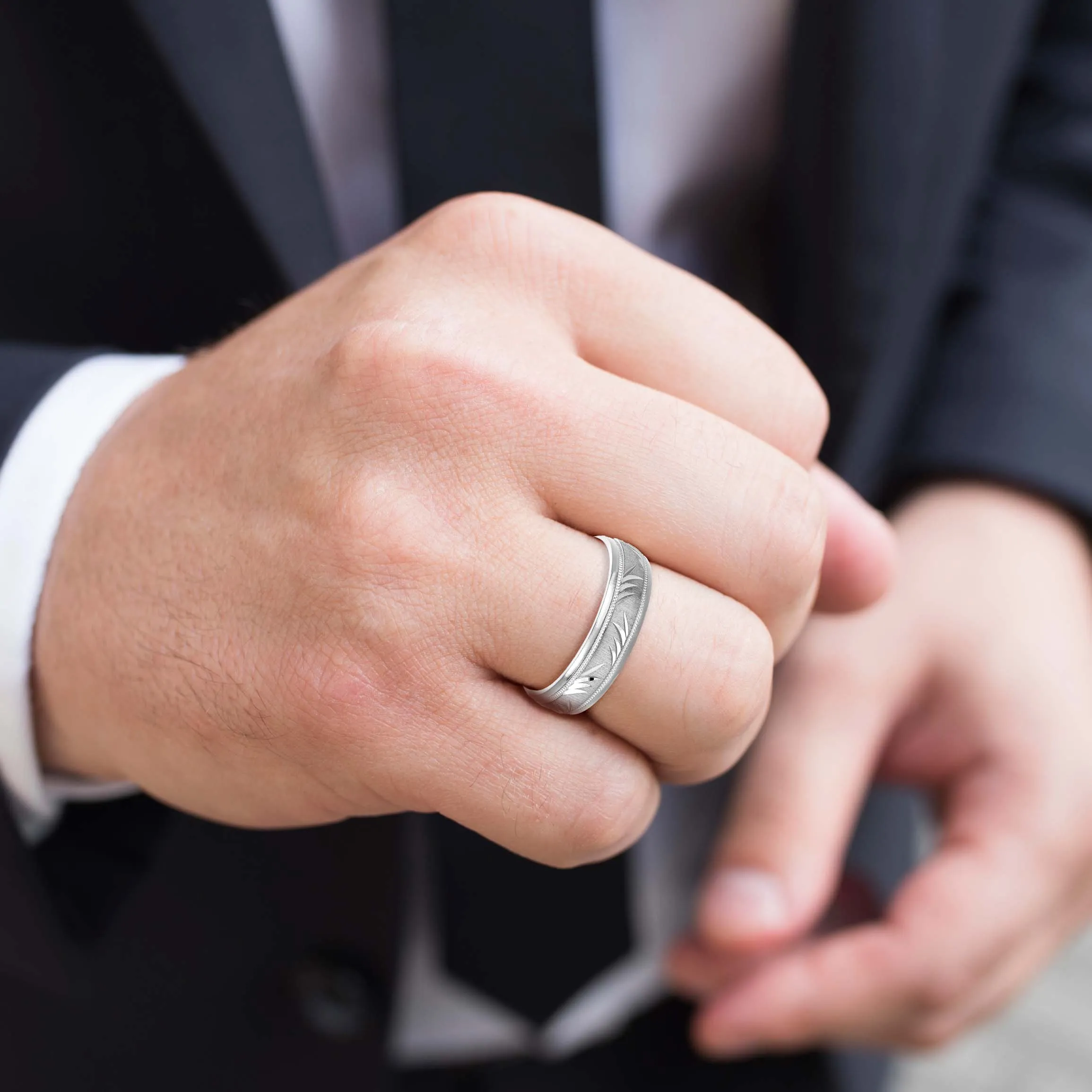 Men's Nature Inspired Diagonal Leaf Band