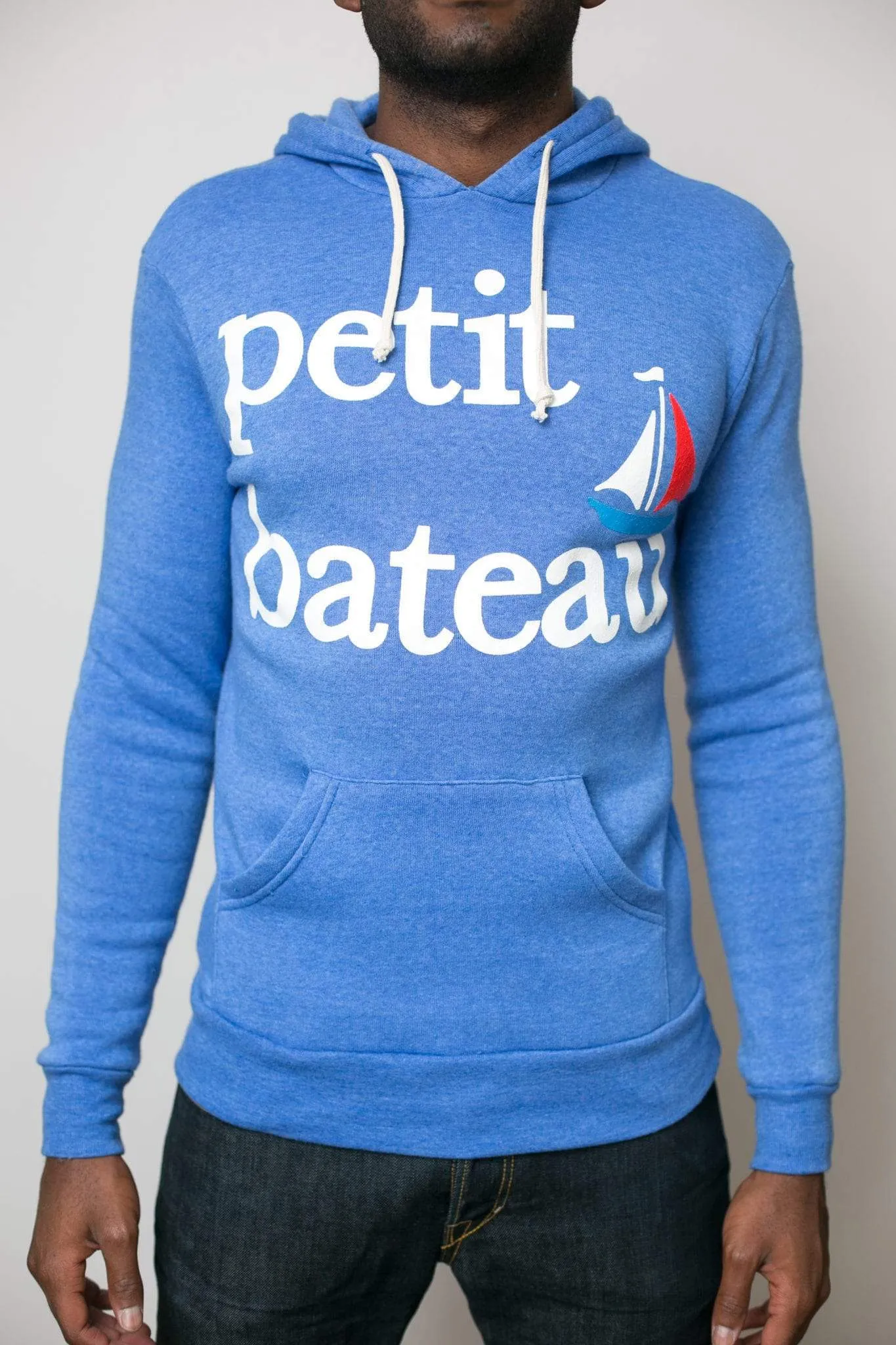 Men's Petit Bateau Light Blue Pullover Hoodie