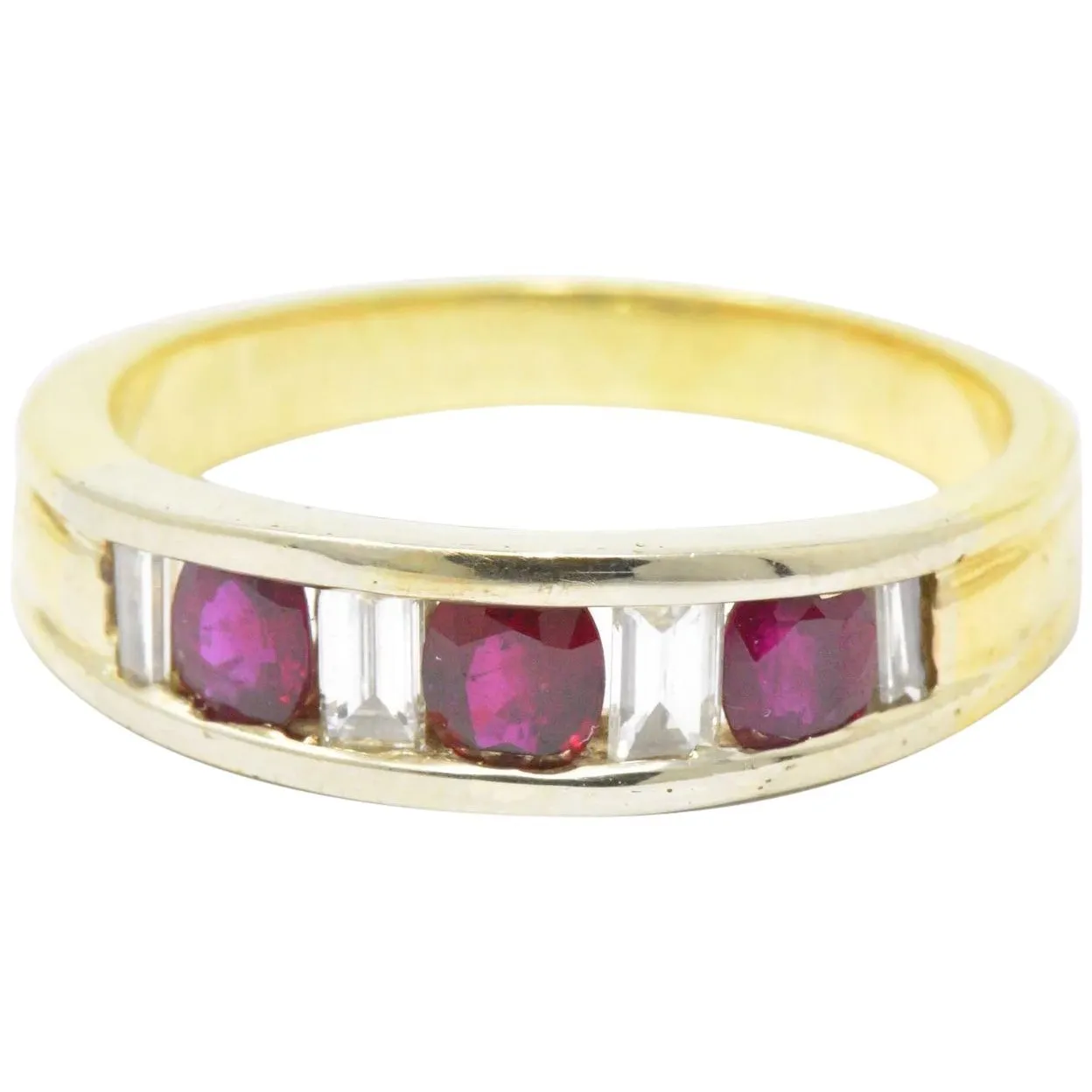 Men's SADEIS Ruby Diamond  18K White & Yellow Gold Ring Size 11.5