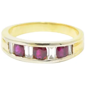 Men's SADEIS Ruby Diamond  18K White & Yellow Gold Ring Size 11.5