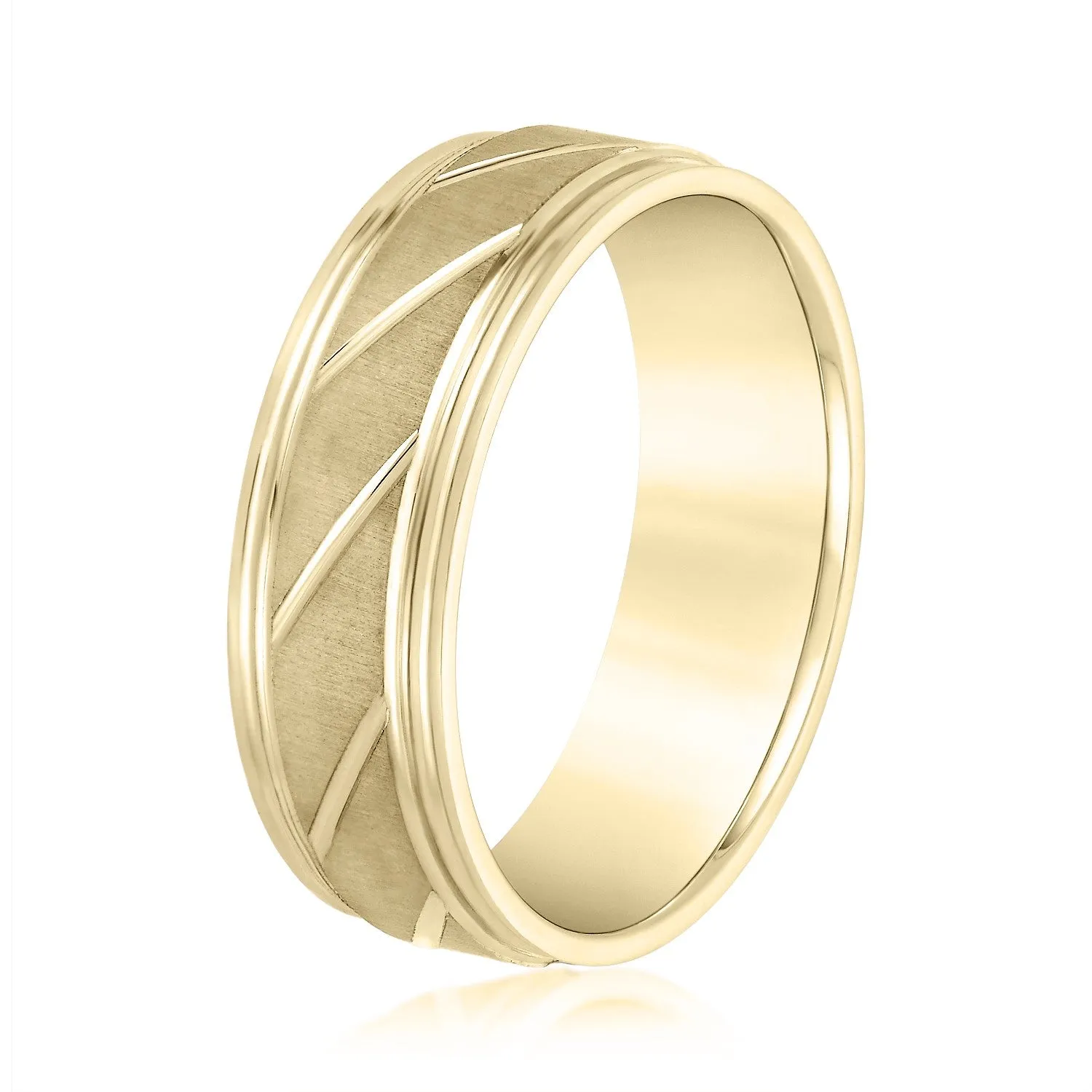 Men's Slant Patterned Wedding Band