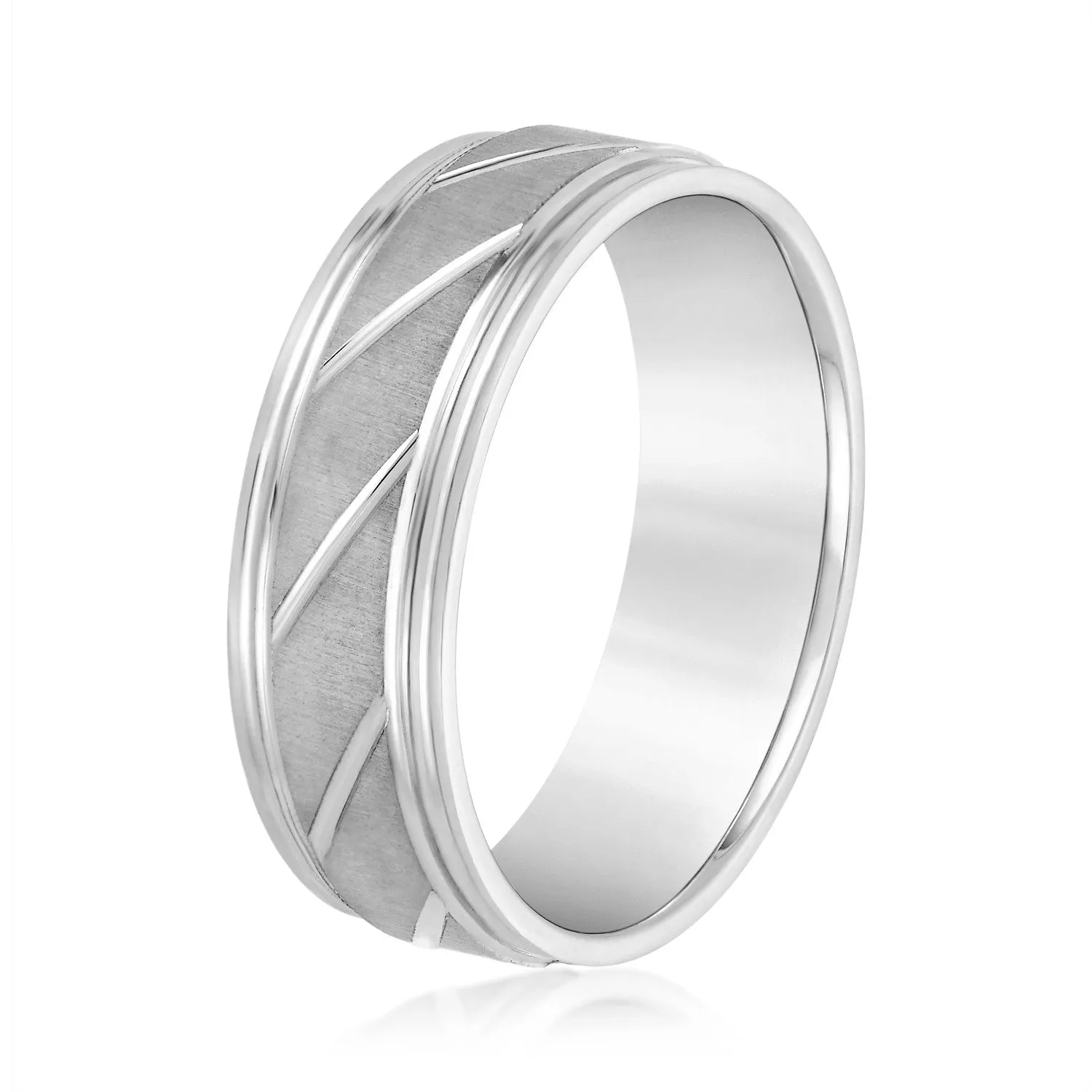 Men's Slant Patterned Wedding Band