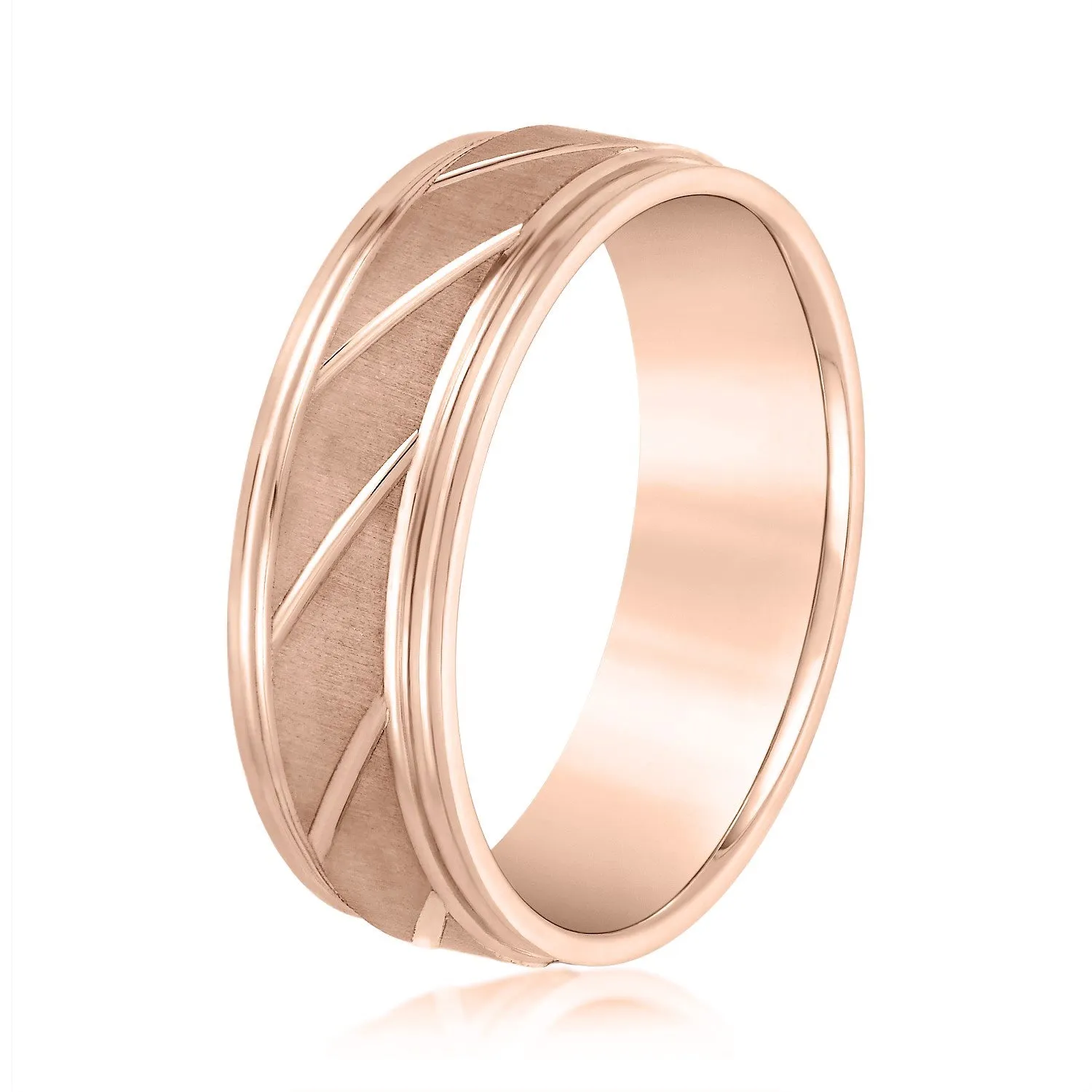Men's Slant Patterned Wedding Band