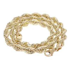 Men's Solid 10k Yellow Gold Diamond Cut Rope Chain Necklace 22" - 30" 10mm