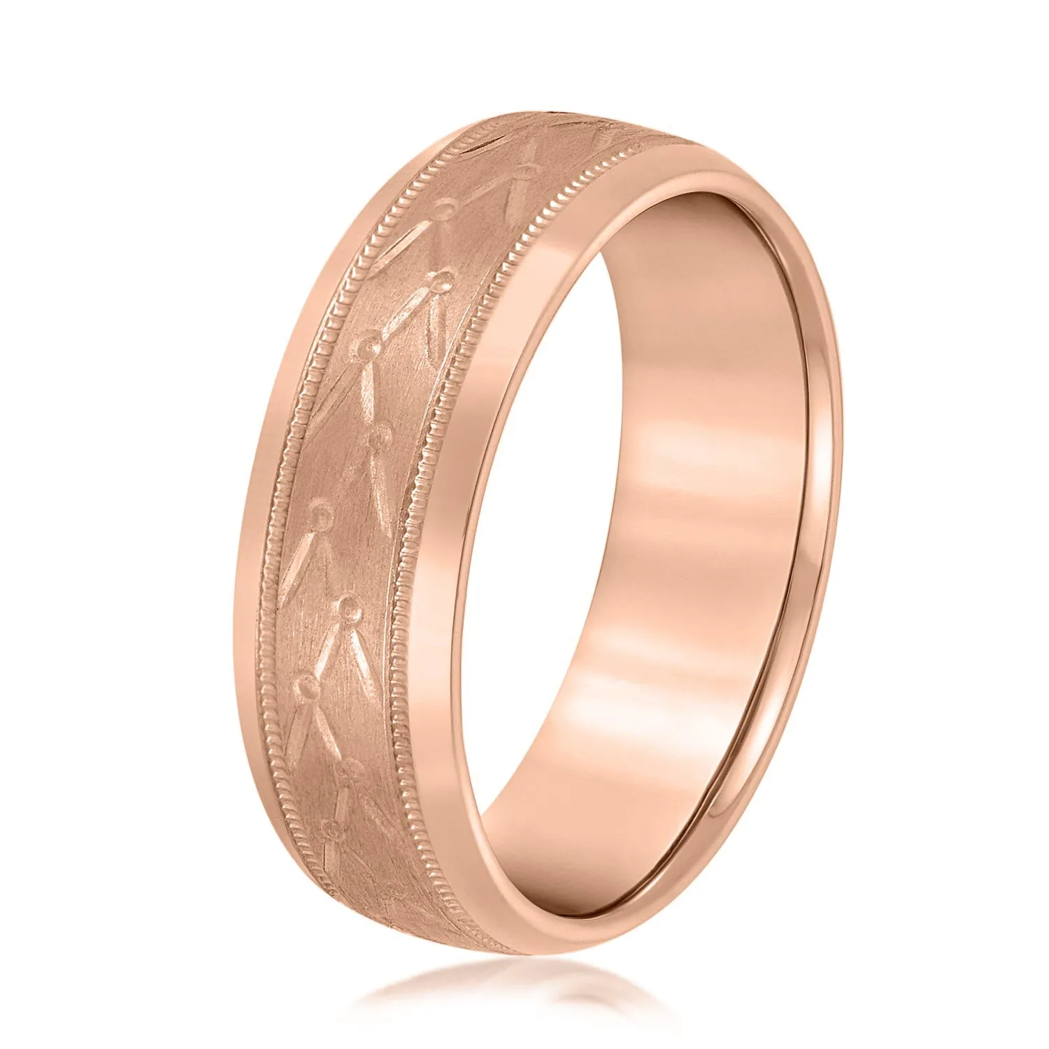Men’s Unique Design Pattern Band with Milgrain Accent