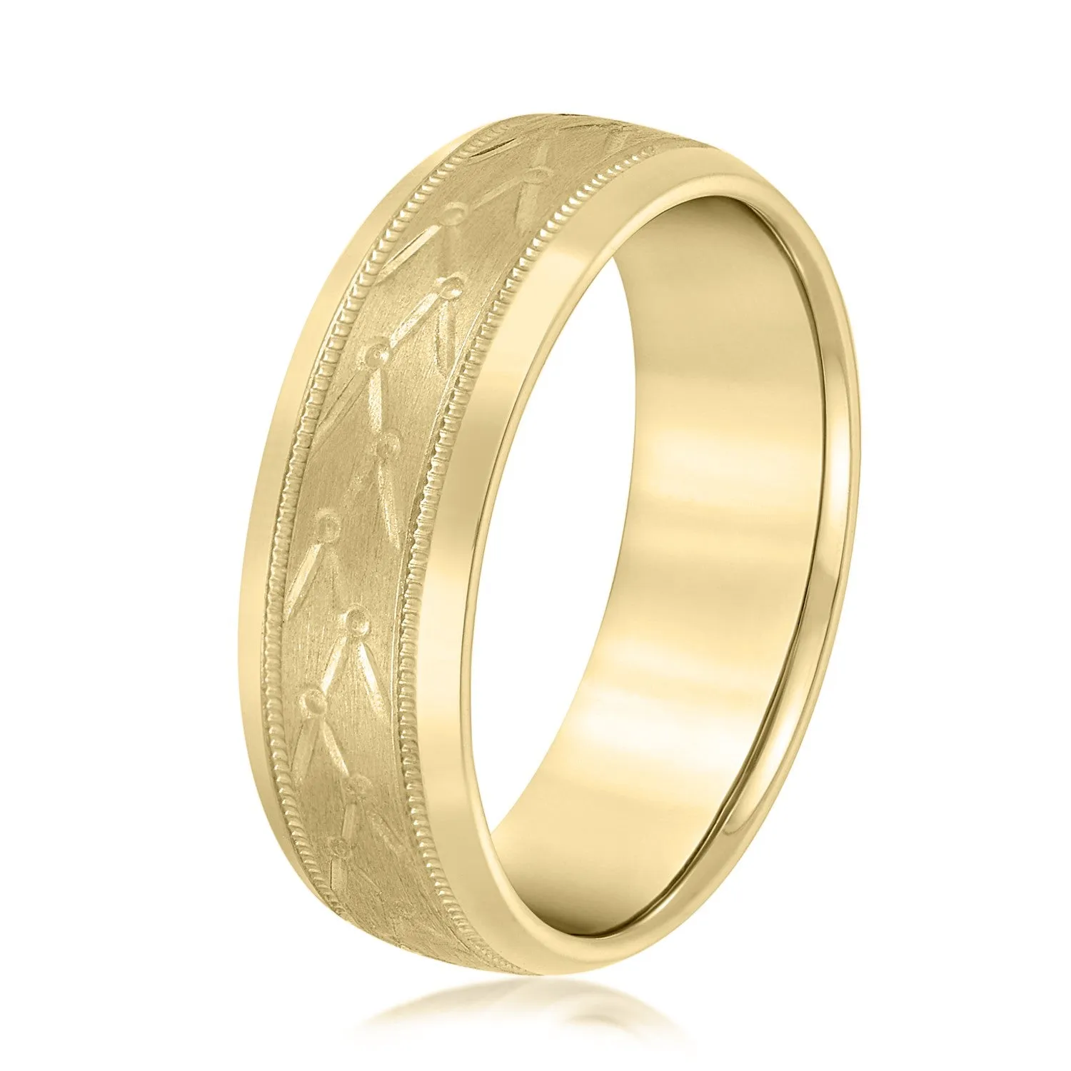 Men’s Unique Design Pattern Band with Milgrain Accent