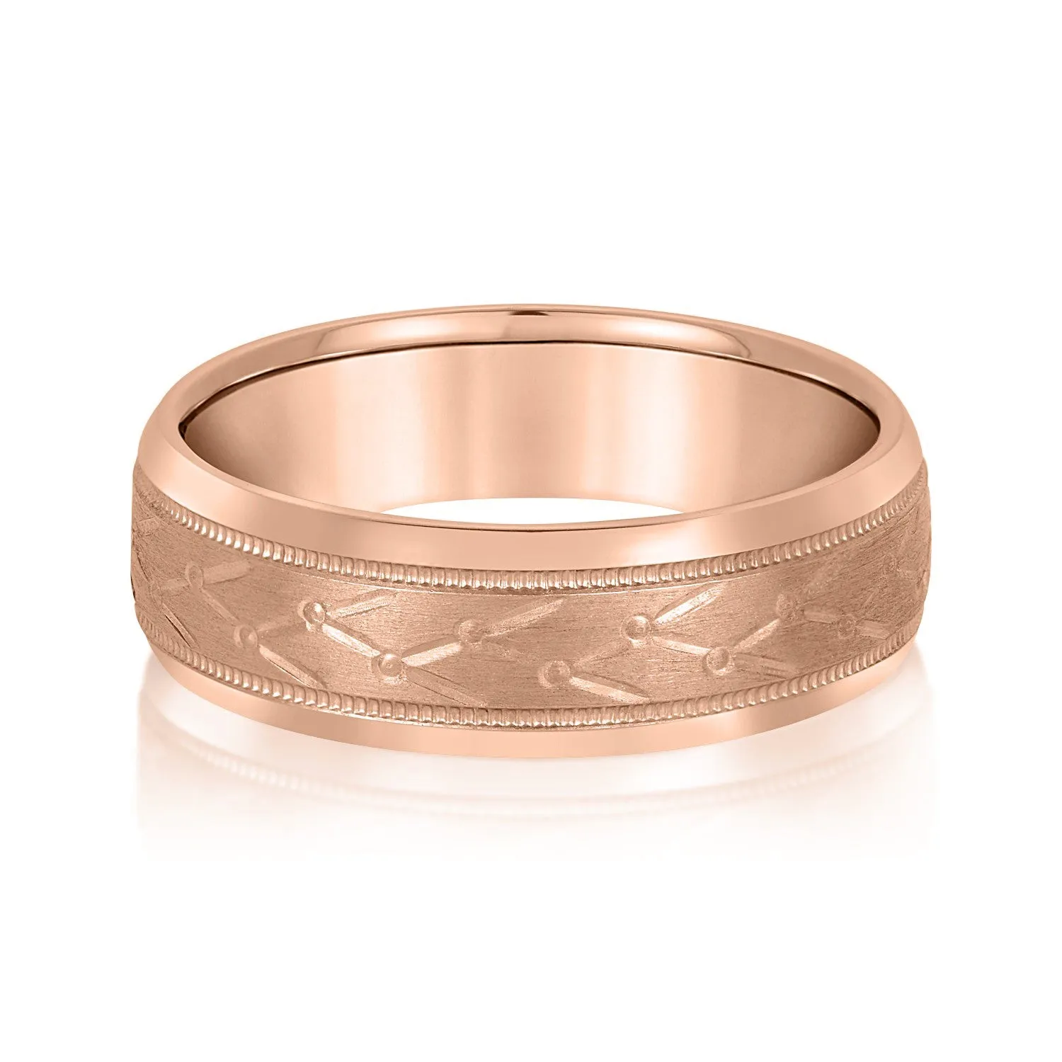 Men’s Unique Design Pattern Band with Milgrain Accent