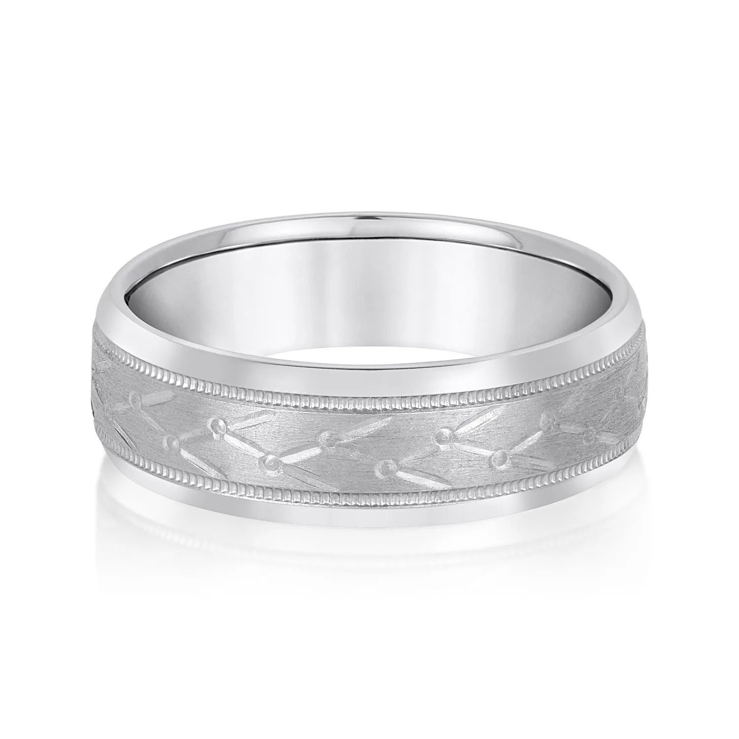 Men’s Unique Design Pattern Band with Milgrain Accent