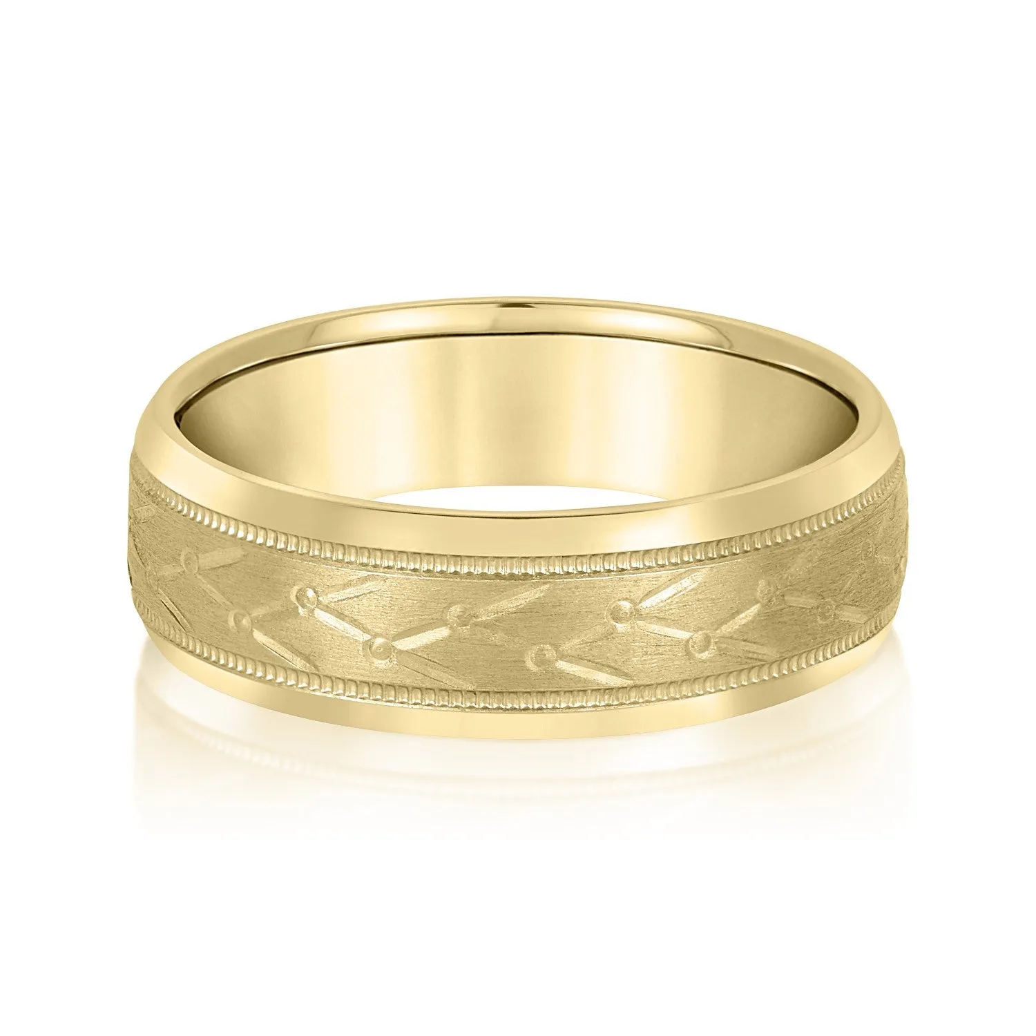 Men’s Unique Design Pattern Band with Milgrain Accent