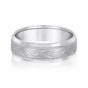 Men’s Unique Design Pattern Band with Milgrain Accent
