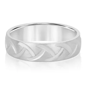 Men's Wedding Band with Braided Design Texture