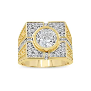 Men's White Stone Pave set ring in 10kt Gold