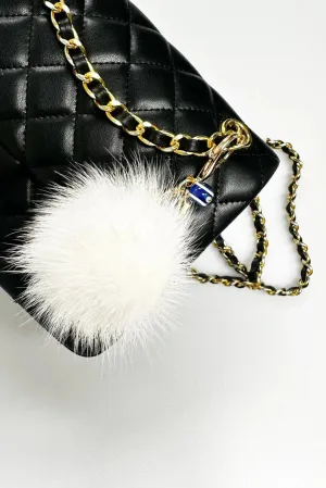 Mink Ball Keychain with Greek Evil Eye Decor