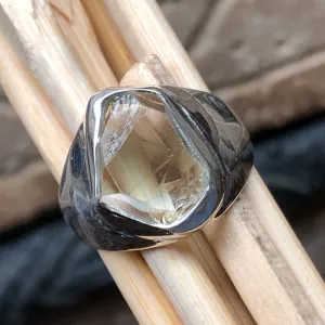 Natural Green Amethyst 925 Solid Sterling Silver Men's Ring Size 8.25