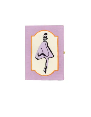 Olympia Le Tan Purple Grosgrain Clutch Bag w/ Female Silhouette