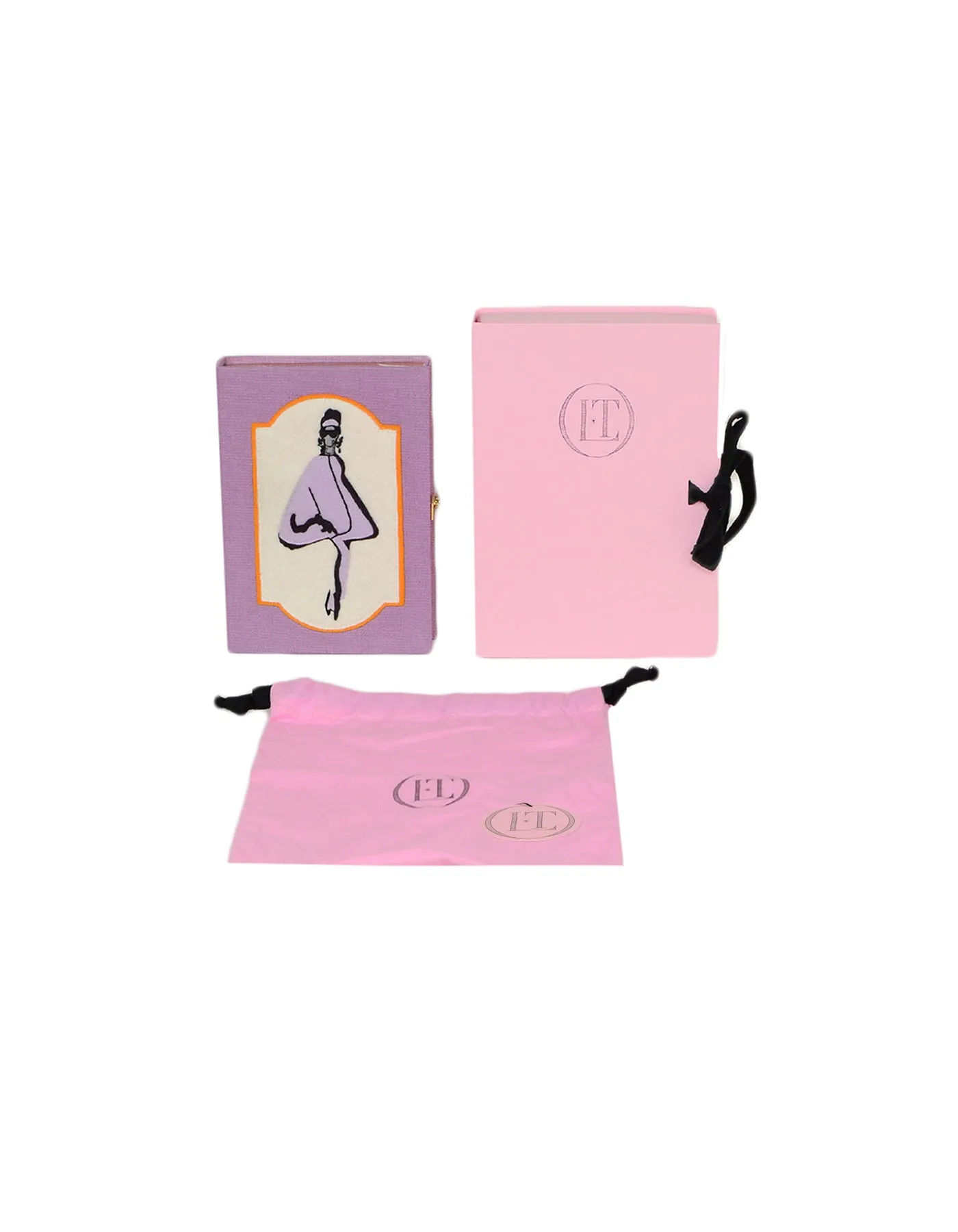 Olympia Le Tan Purple Grosgrain Clutch Bag w/ Female Silhouette