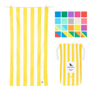 Oversized Microfibre Compact Beach Towel Yellow, X-Large (200x90cm, 78x35) Fast Drying, Beach mat