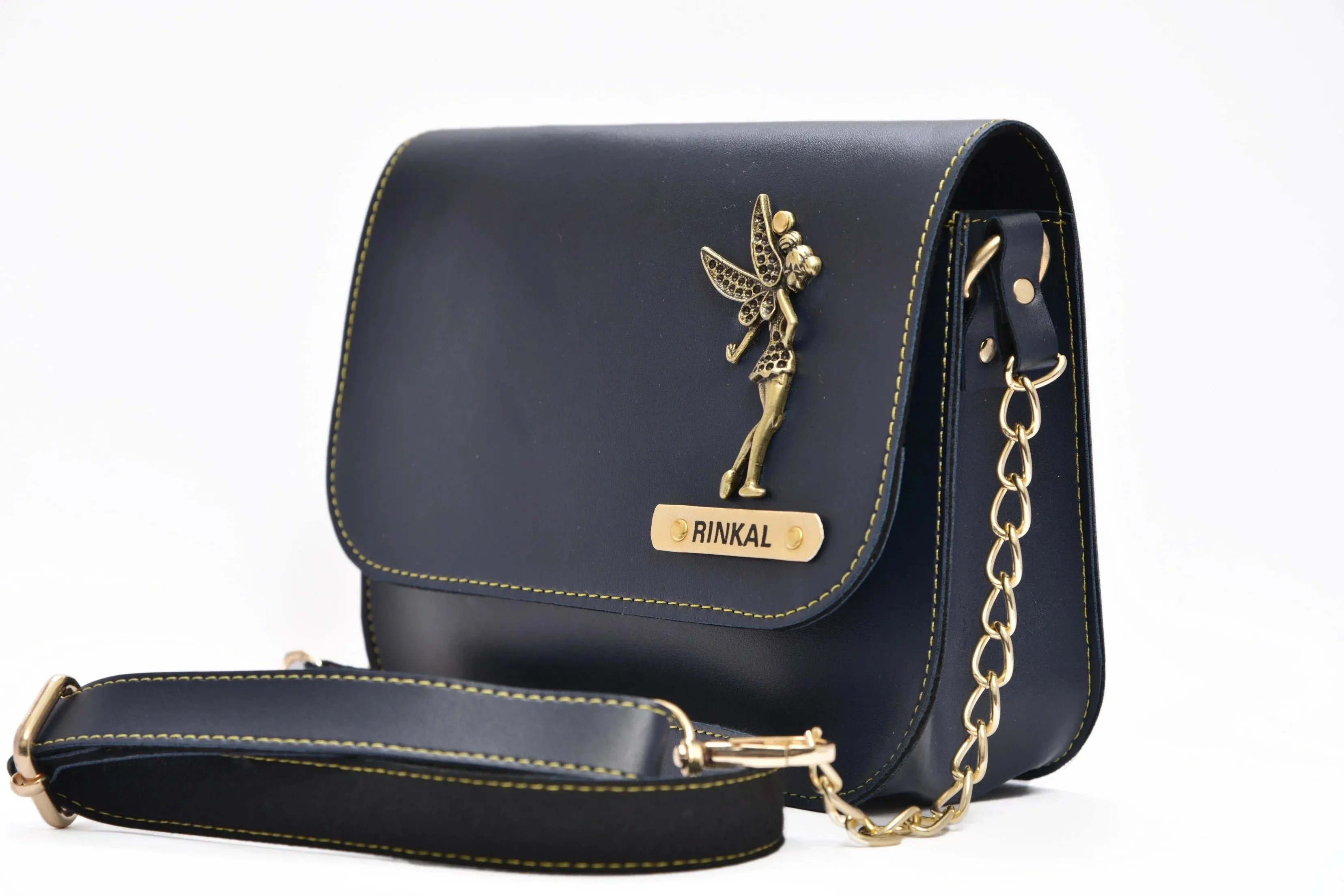 Personalized Couple's Combo : Chained Sling Bag( Product 1 ) & Men's Wallet (Product 2)- Royal Blue