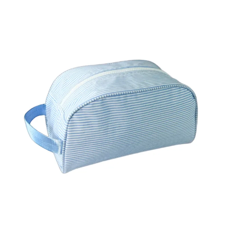 Personalized Glossed Stripe Blue Traveler Pouch