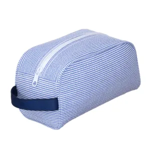 Personalized Seersucker Blue Navy Traveler Pouch